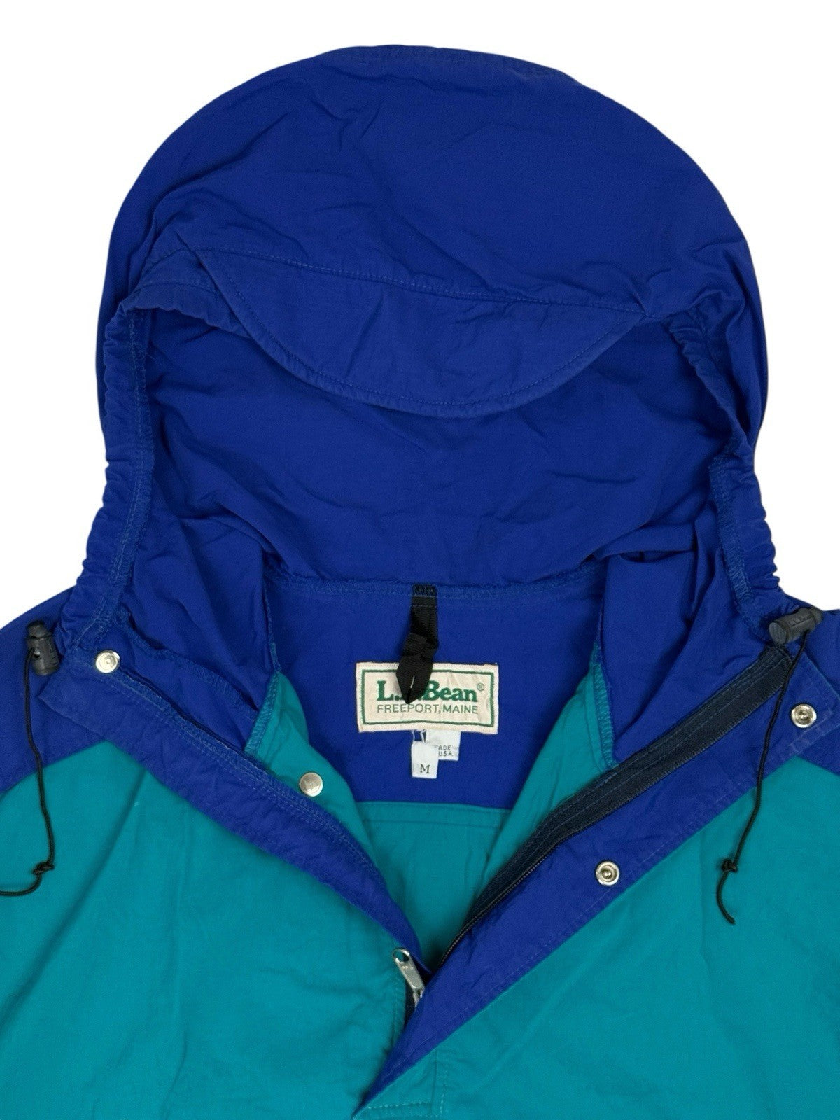LL Bean Green Nylon Pullover Anorak Poncho Medium