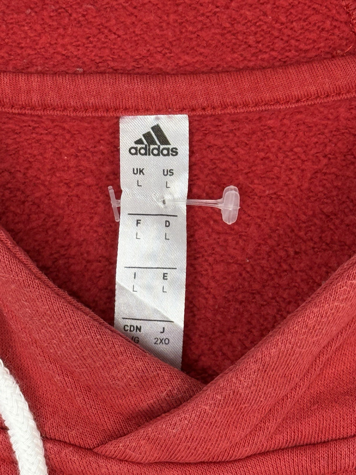Adidas Red Embroidered Pinstripe Hoodie Large