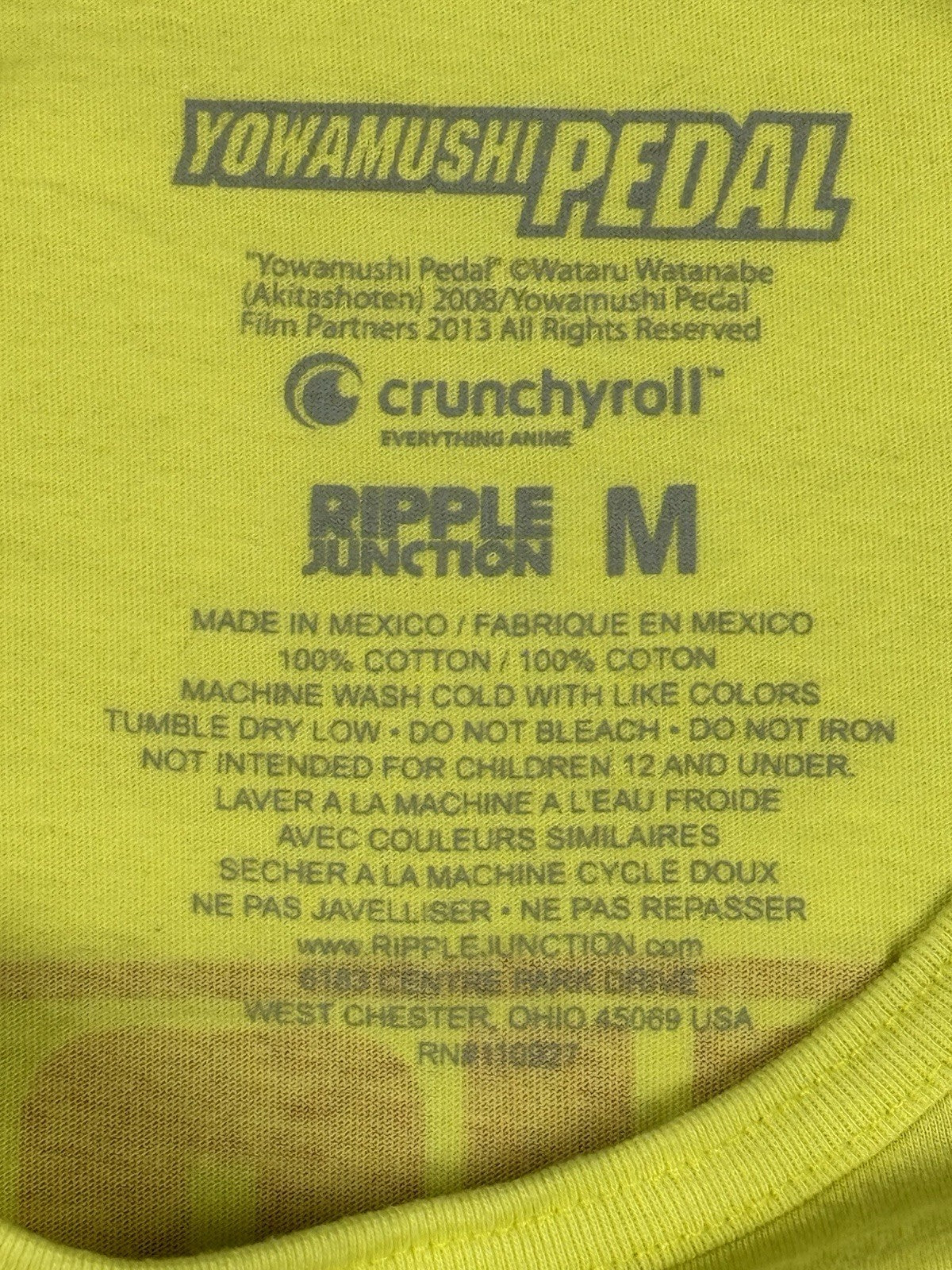 Yowamushi Pedal Bicycle Racing Club Sohoku Yellow Top Medium