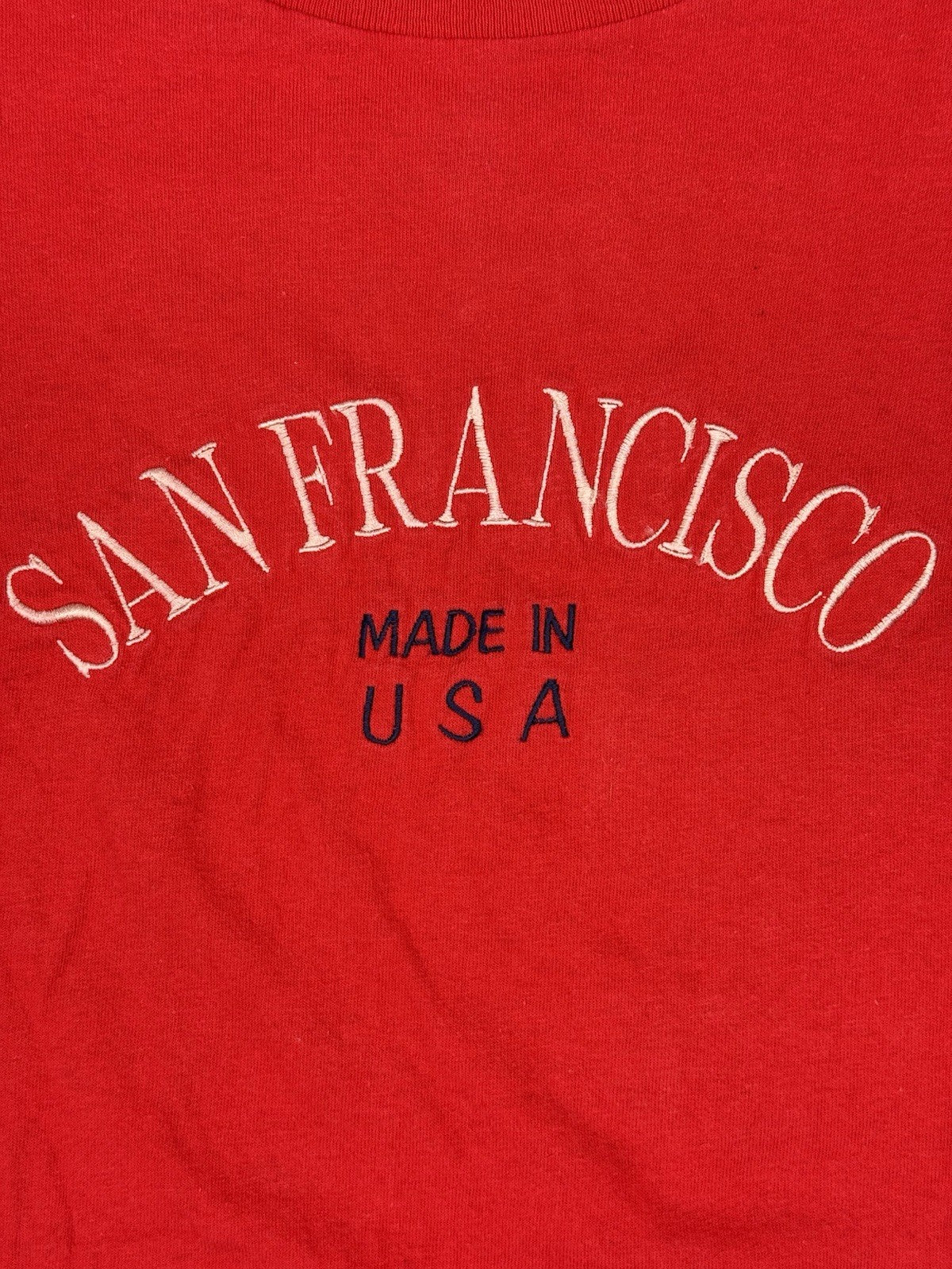 Vintage Red Cotton Embroidered San Francisco Top XL
