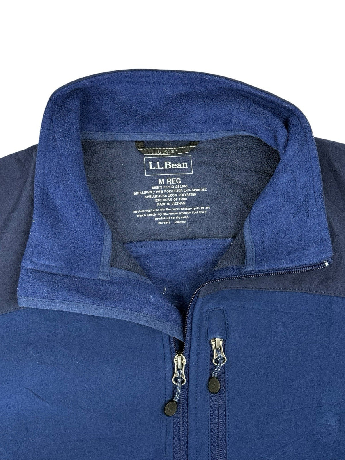 LL Bean Blue Softshell Fleece Jacket Medium