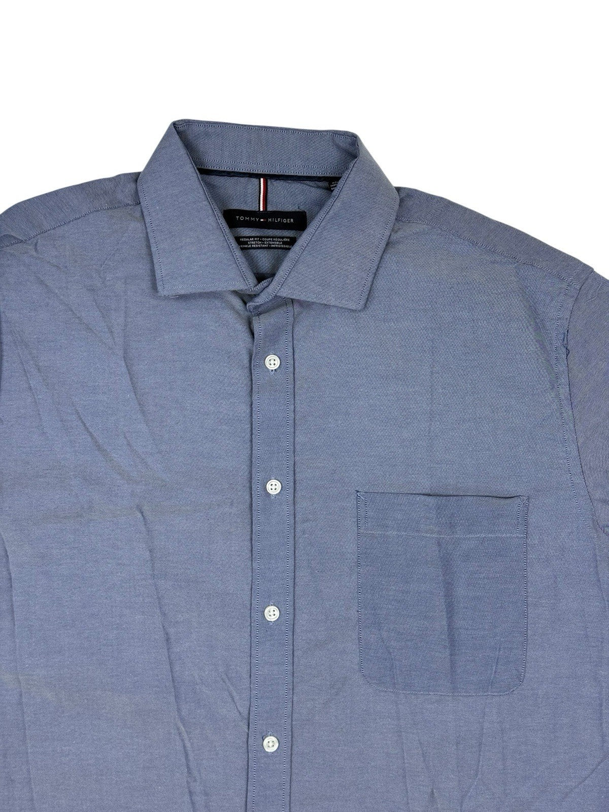 Tommy Hilfiger Blue Regular Fit Short Sleeve Collared Shirt Large