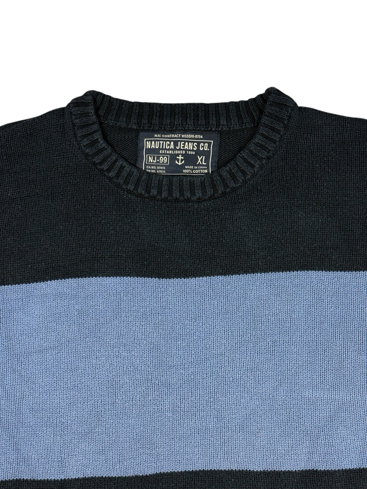 Nautica Retro Blue Striped Cotton Jumper XL