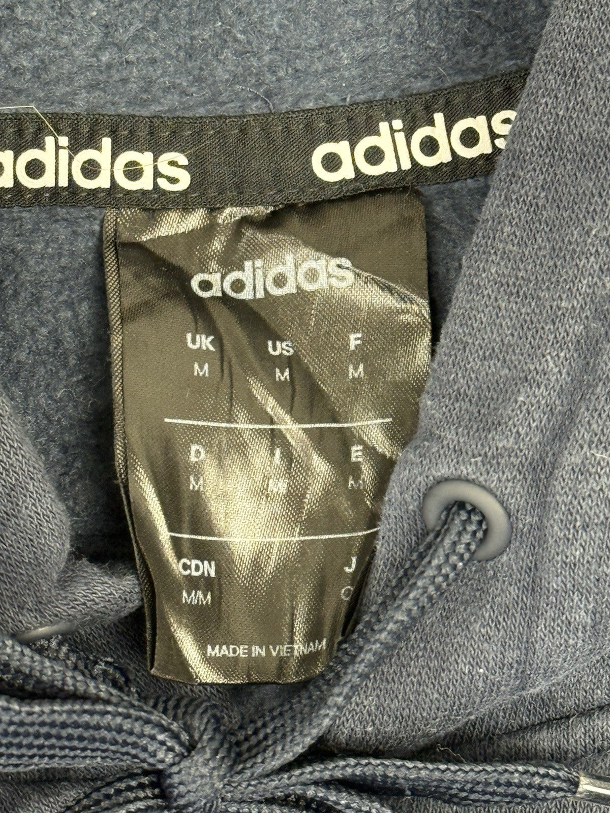 Adidas Blue Spell Out Print Logo Hoodie Medium
