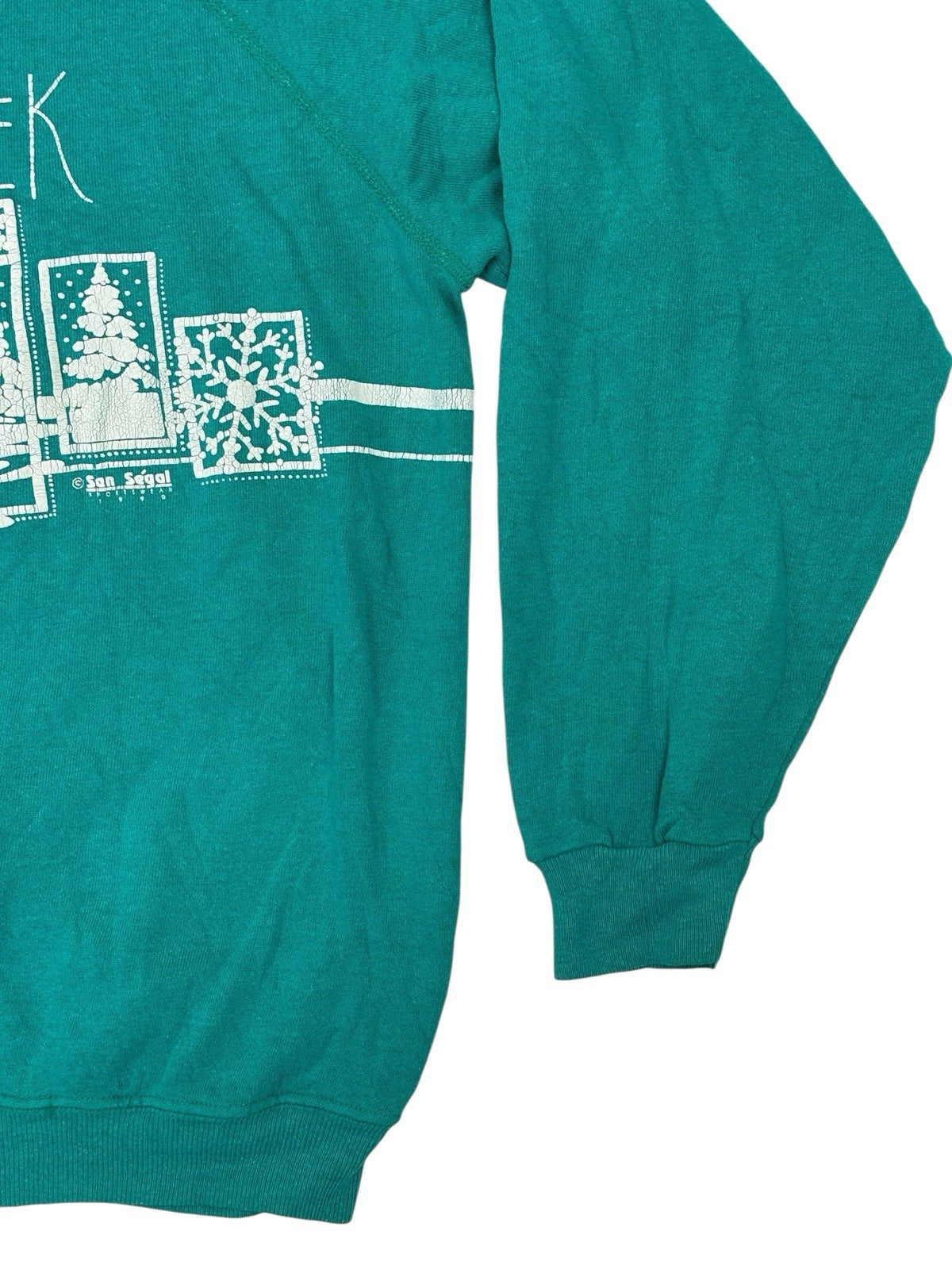 Vintage Green Printed Christmas Graphic Jumper XL