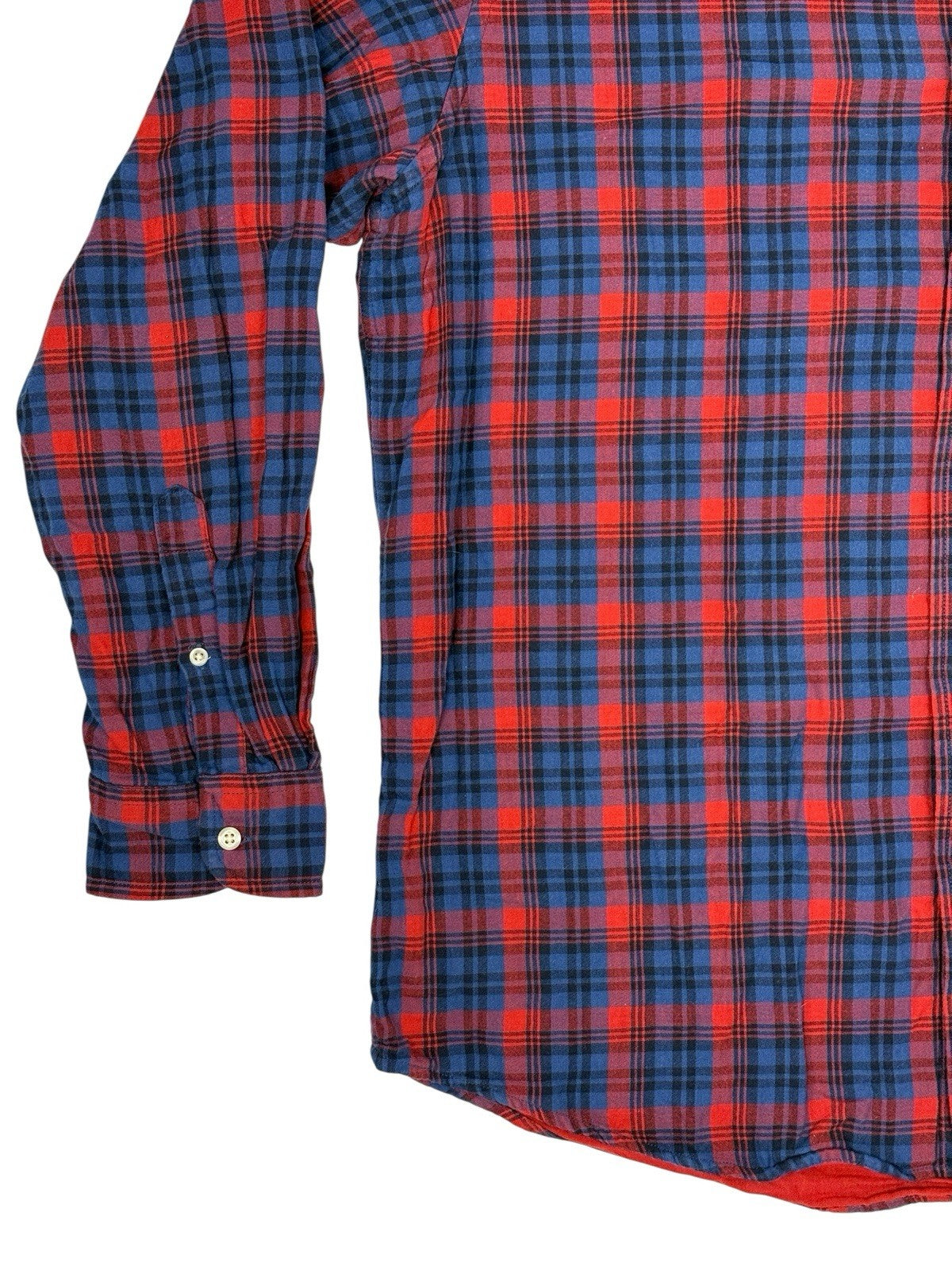 Chaps Retro Blue Plaid Cotton Collared Shirt XL