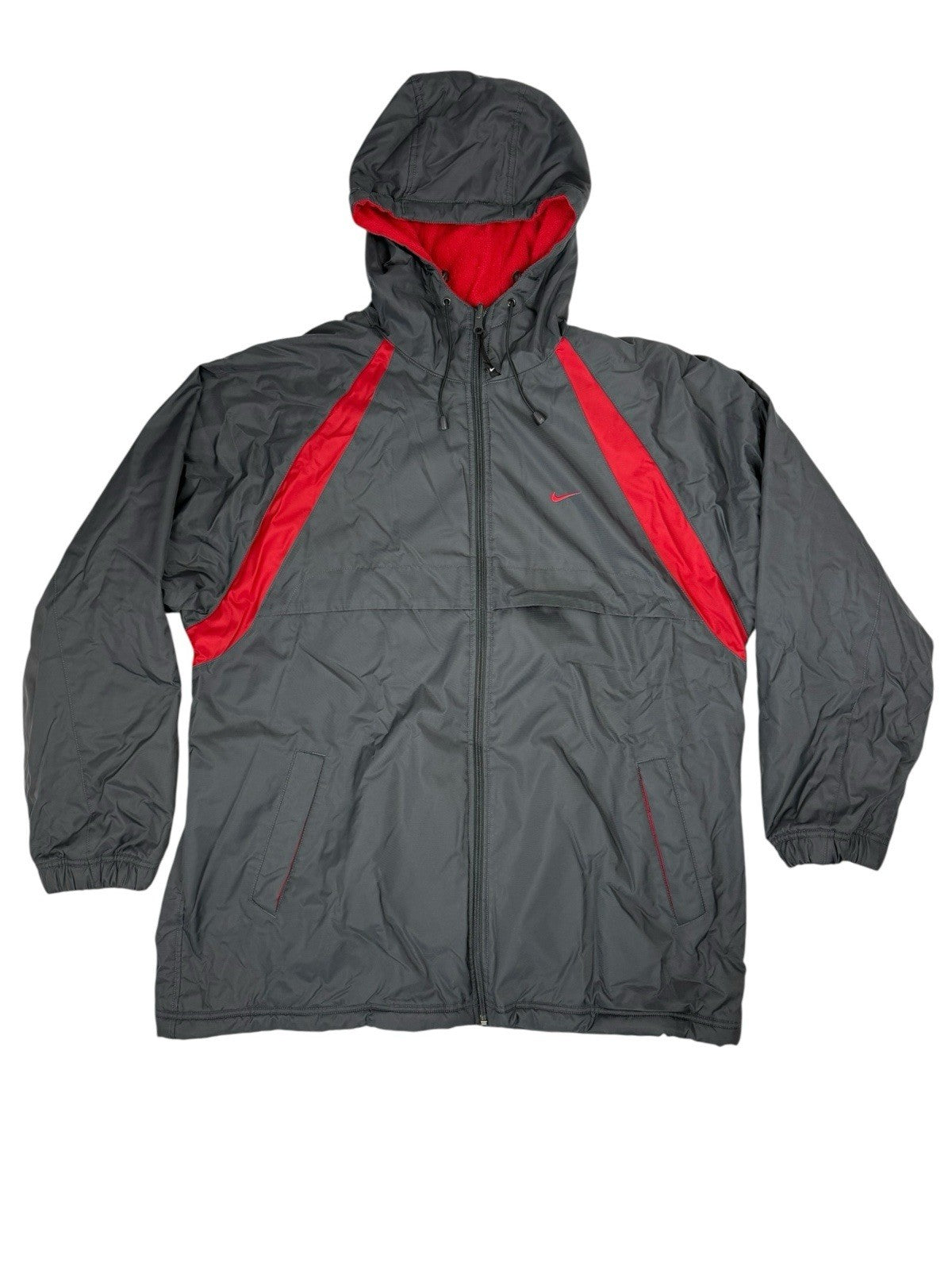 Nike Grey and Red Reversible Heavyweight Fleece Lined Jacket Large