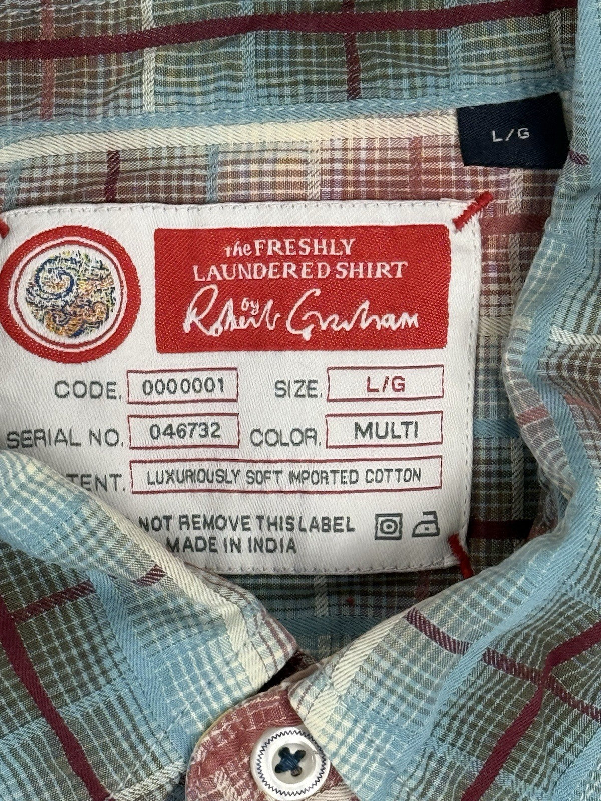 Robert Graham Multi Plaid Cotton Shirt Large