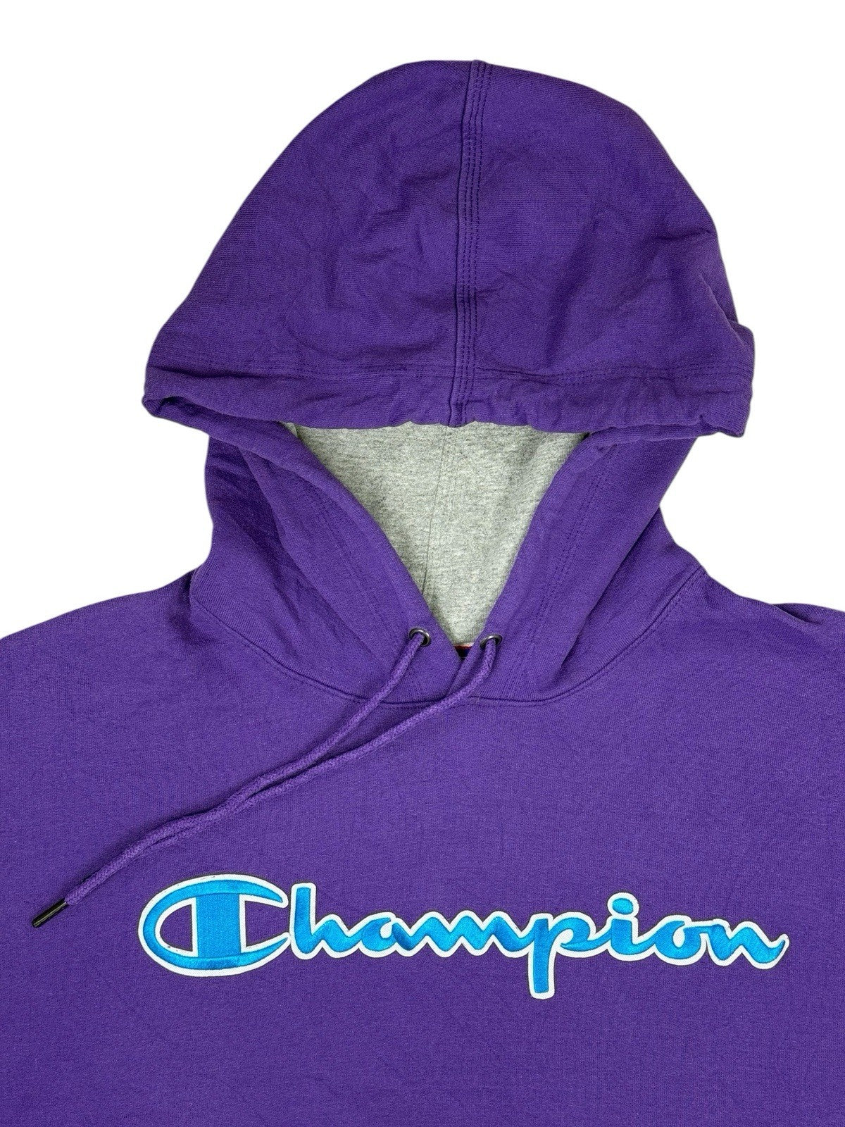 Champion Purple Spell Out Embroidered Hoodie XL