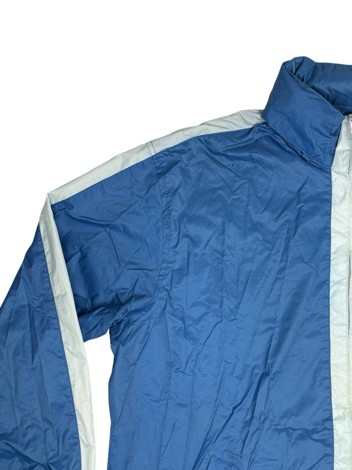 Chaps Blue Retro Nylon Zip Hooded Jacket Large