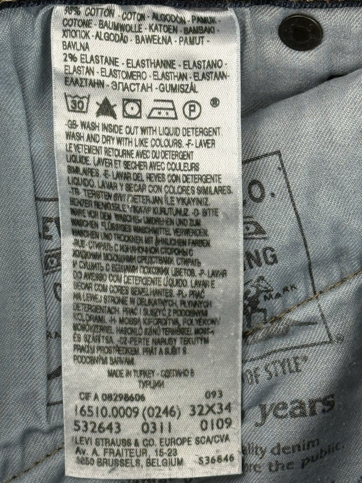 Levi's Blue 510 Skinny Jeans 32W 31L