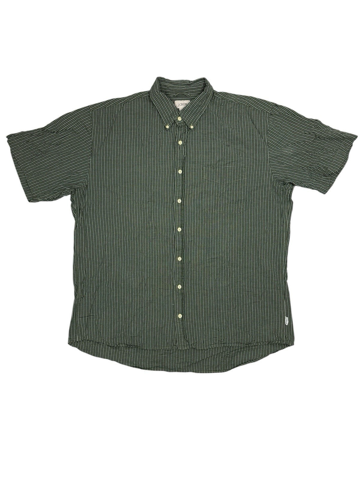 J Crew Green Check Cotton Collared Shirt XL