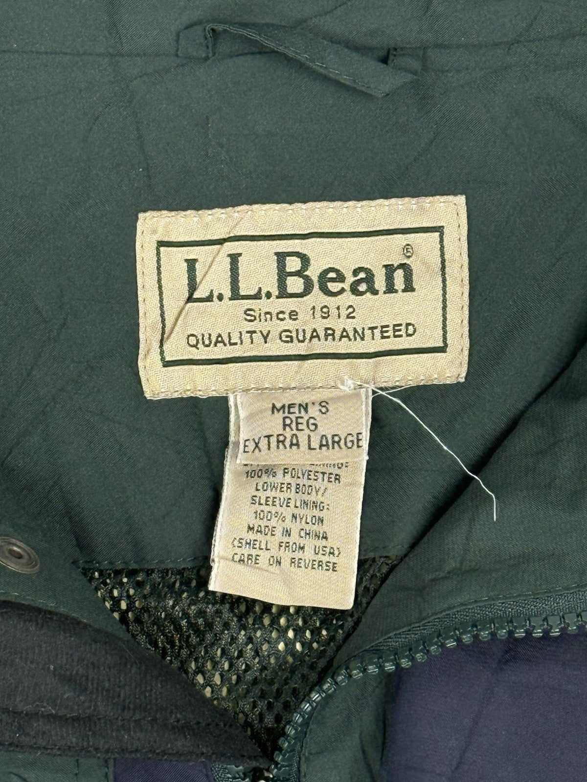 LL Bean Green Retro Zip Windbreaker Jacket XL