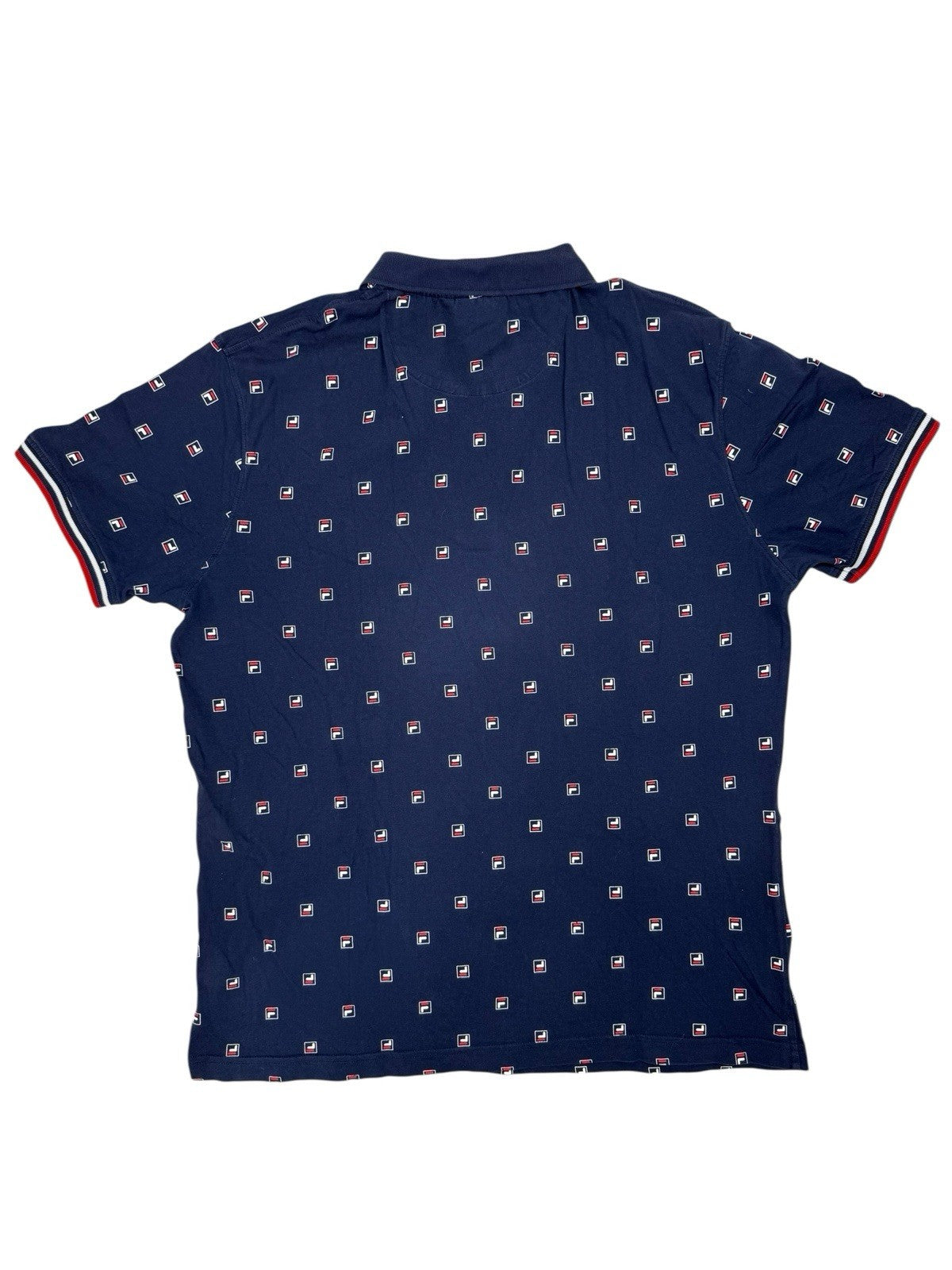 Fila Blue Cotton All Over Logo Polo Top 2XL