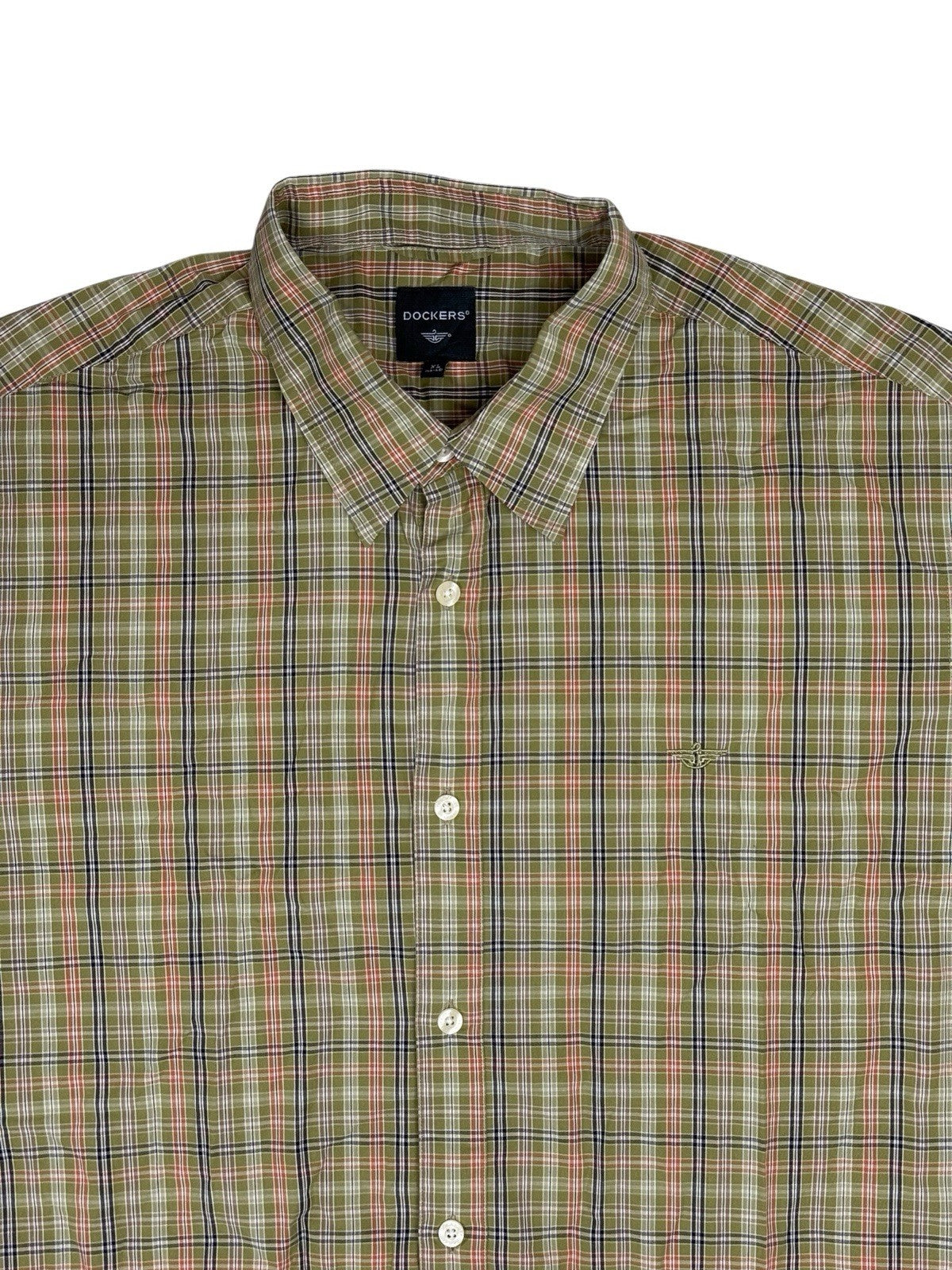 Dockers Green Plaid Collared Shirt XL