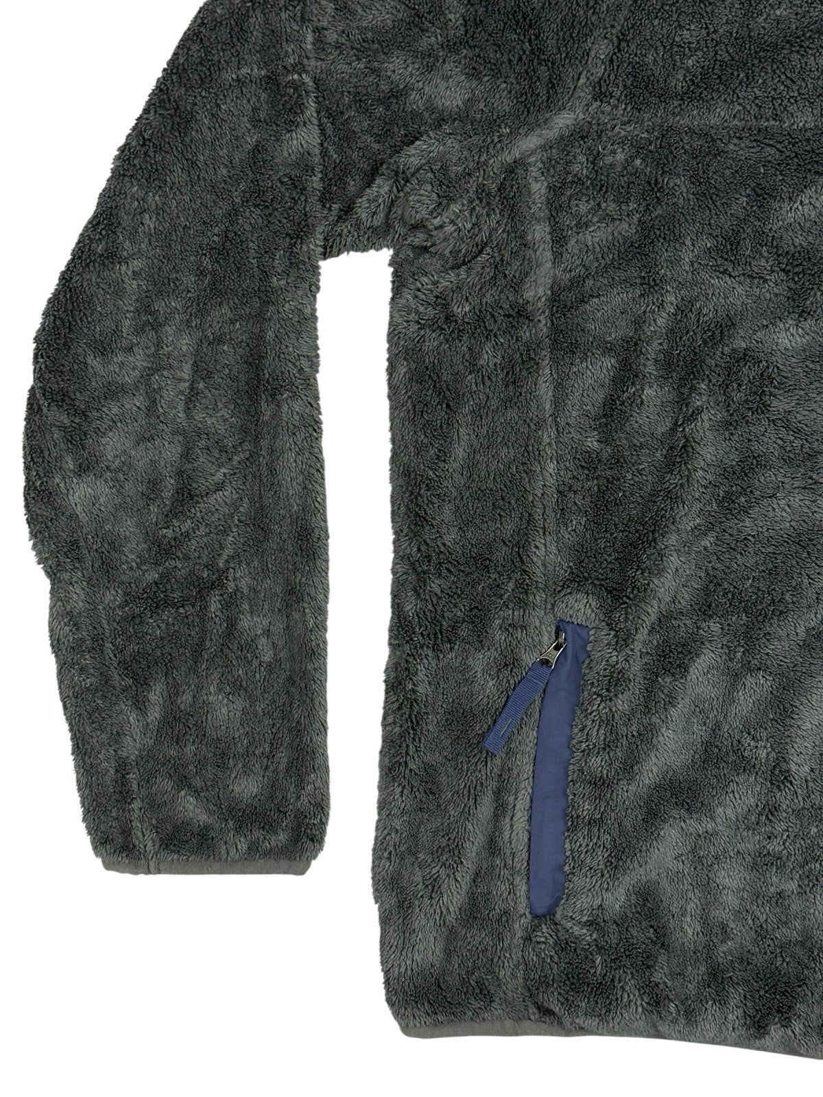 LL Bean Grey Hi-Pile Fleece Snap Jumper Medium