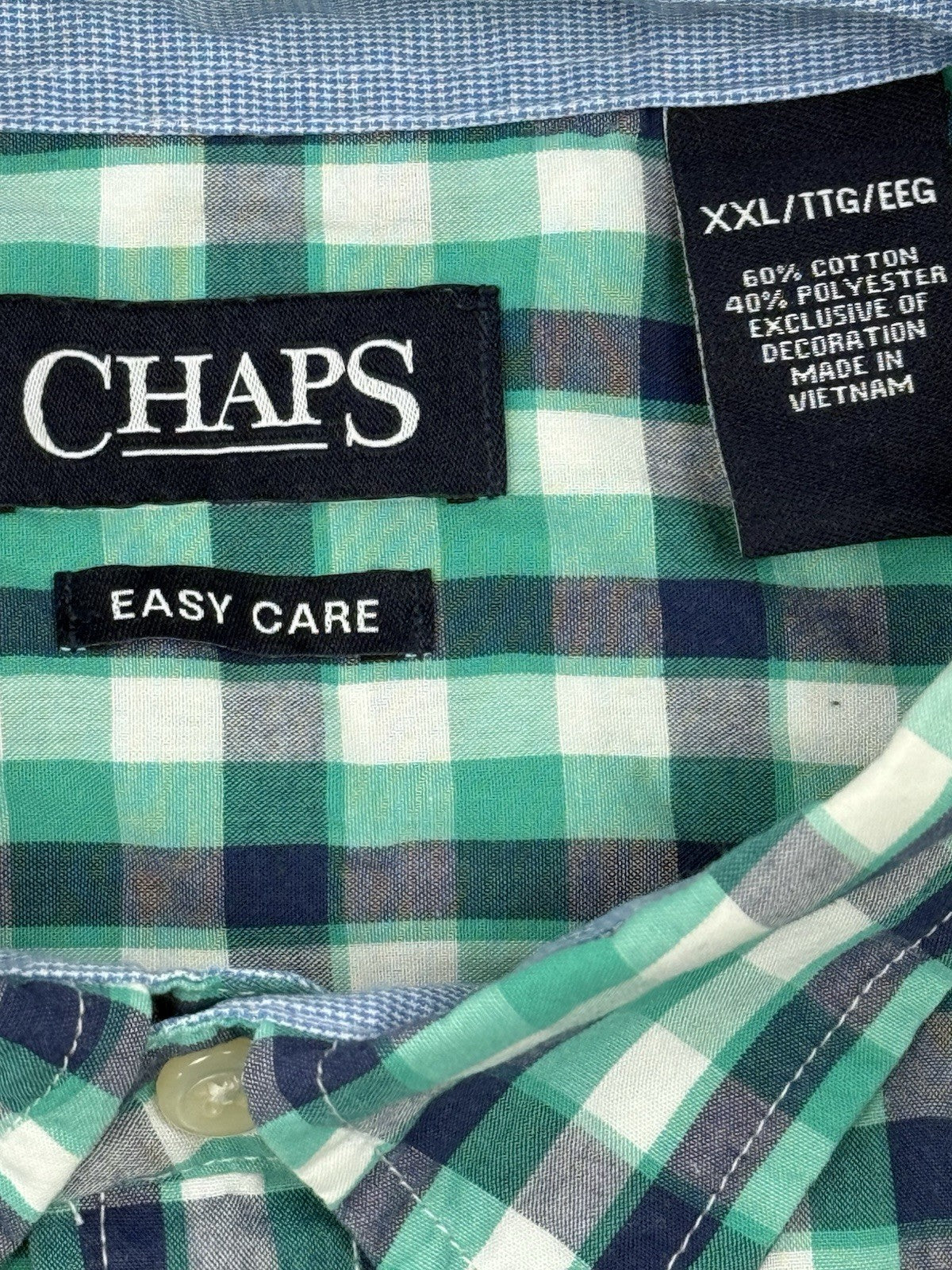 Chaps Green Check Easy Care Short Sleeve Collared Shirt 2XL
