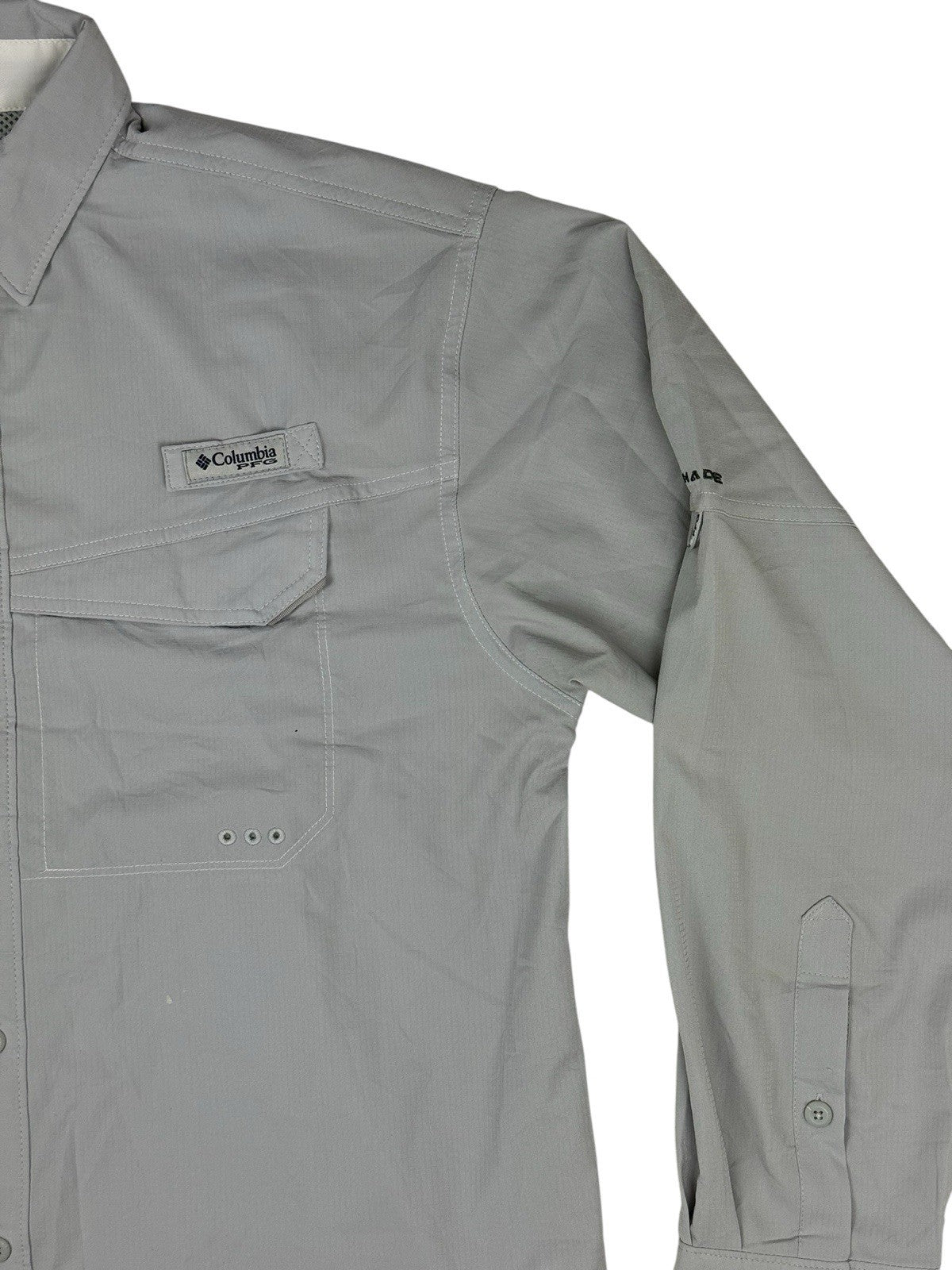 Columbia Grey PFG Polyester Fishing Shirt Large