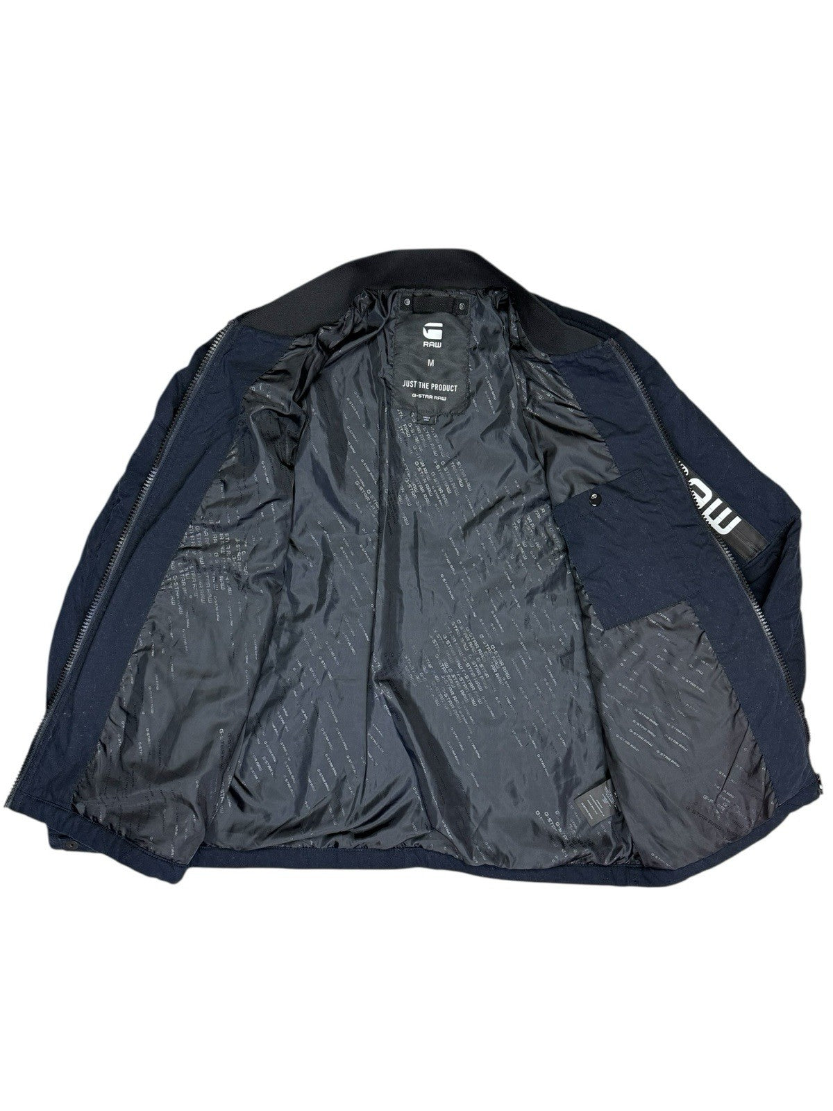 G Start Raw Blue Quilted Zip Bomber Jacket Medium