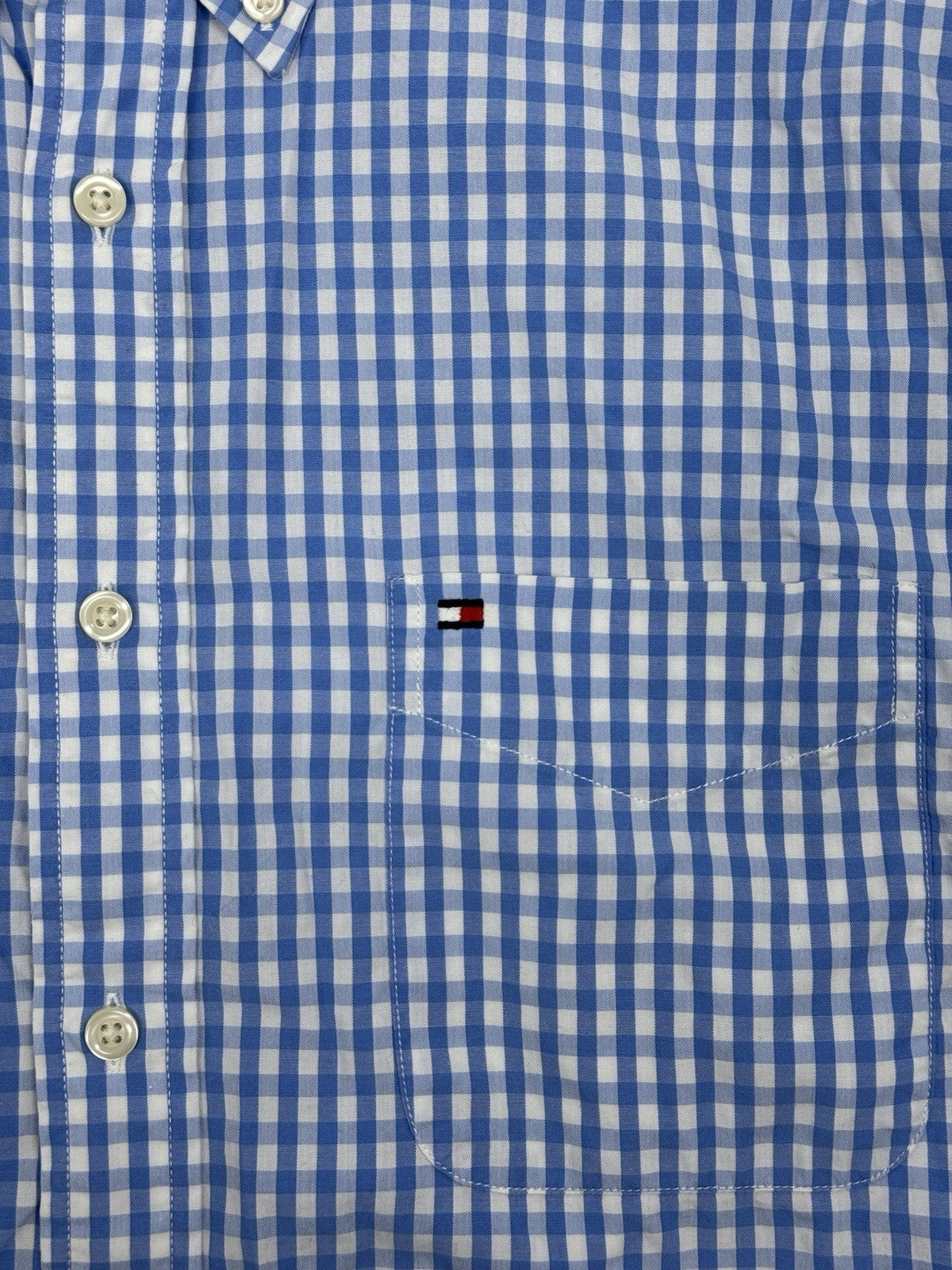 Tommy Hilfiger Blue Check Classic Fit Collared Shirt Large
