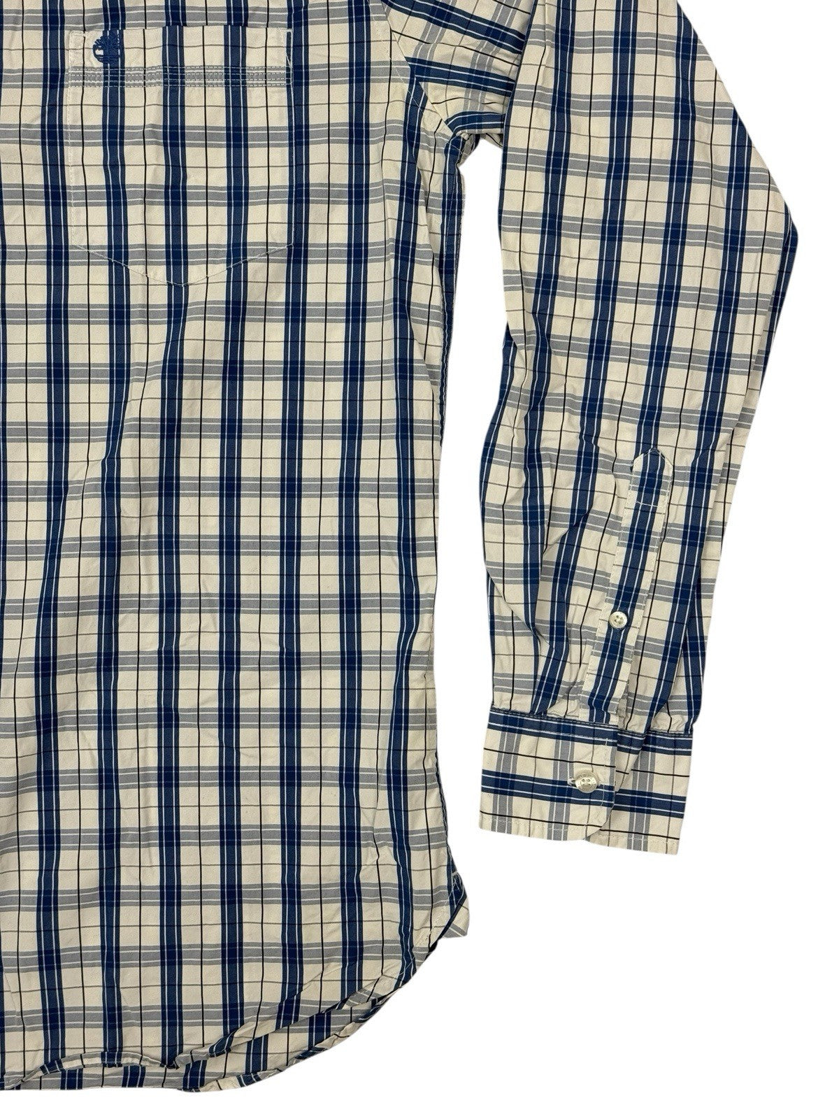 Timberland Blue Plaid Slim Fit Collared Shirt Medium