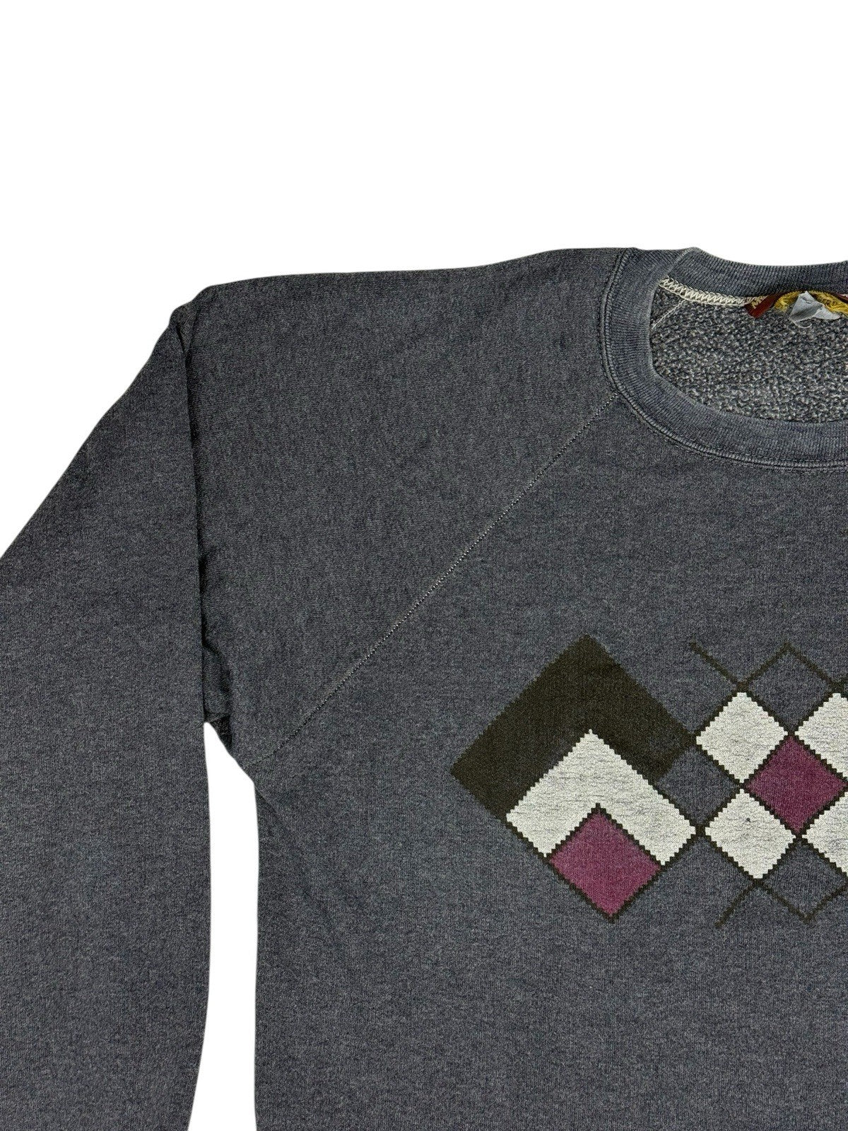 Vintage Moss Creek Trader Grey Argyle Pattern Jumper Medium