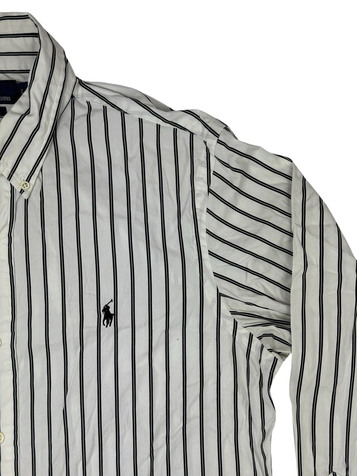 Polo Ralph Lauren White Striped Slim Fit Collared Shirt Large