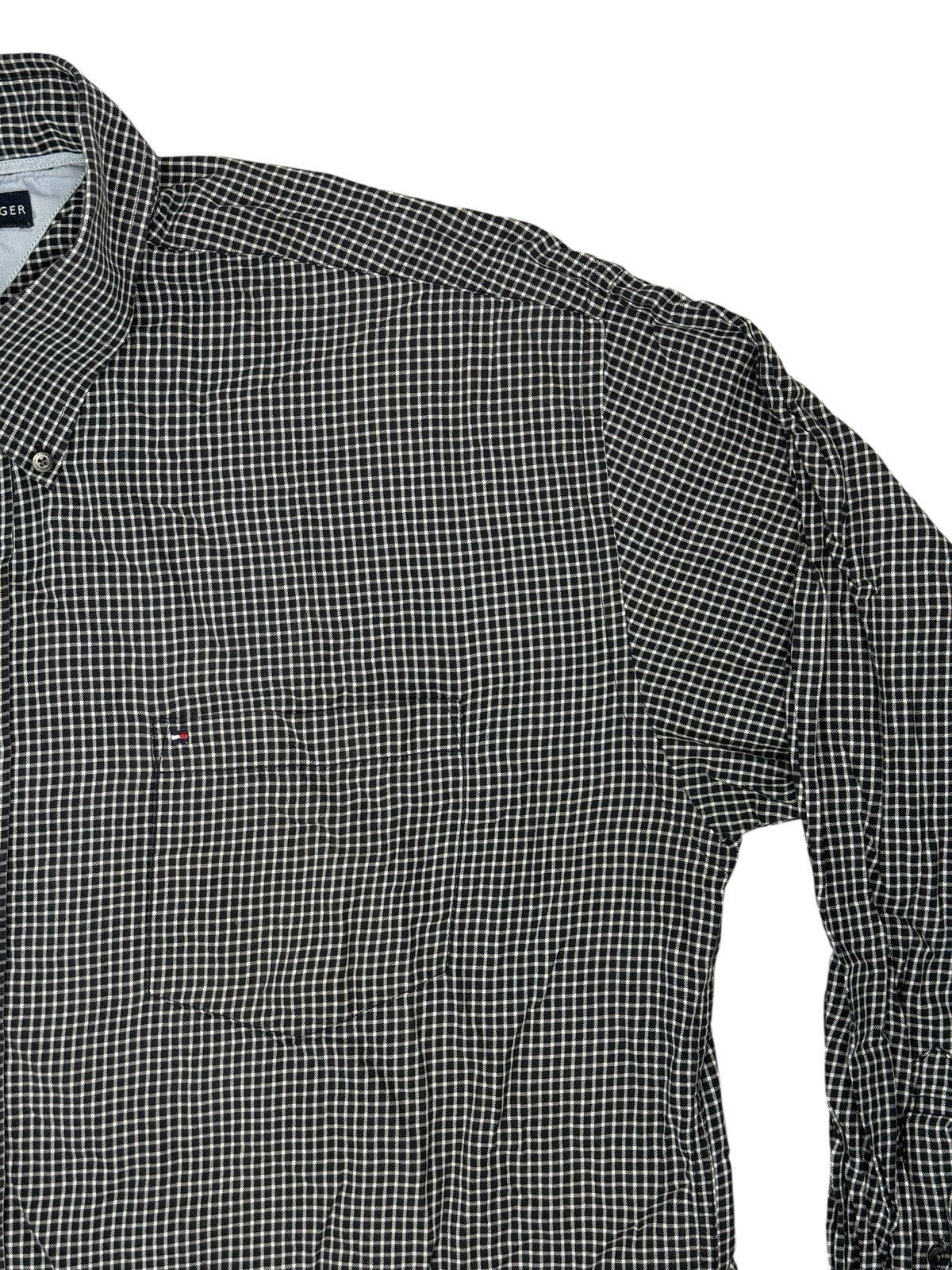 Tommy Hilfiger Black Check Collared Shirt 2XL