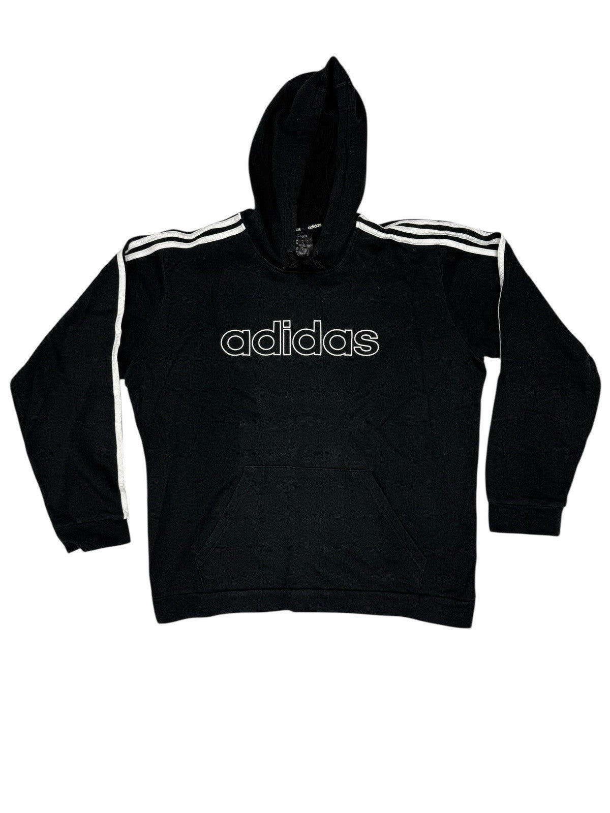 Adidas Black Printed 3 Stripe Hoodie Large