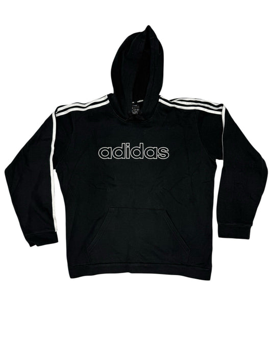 Adidas Black Printed 3 Stripe Hoodie Large