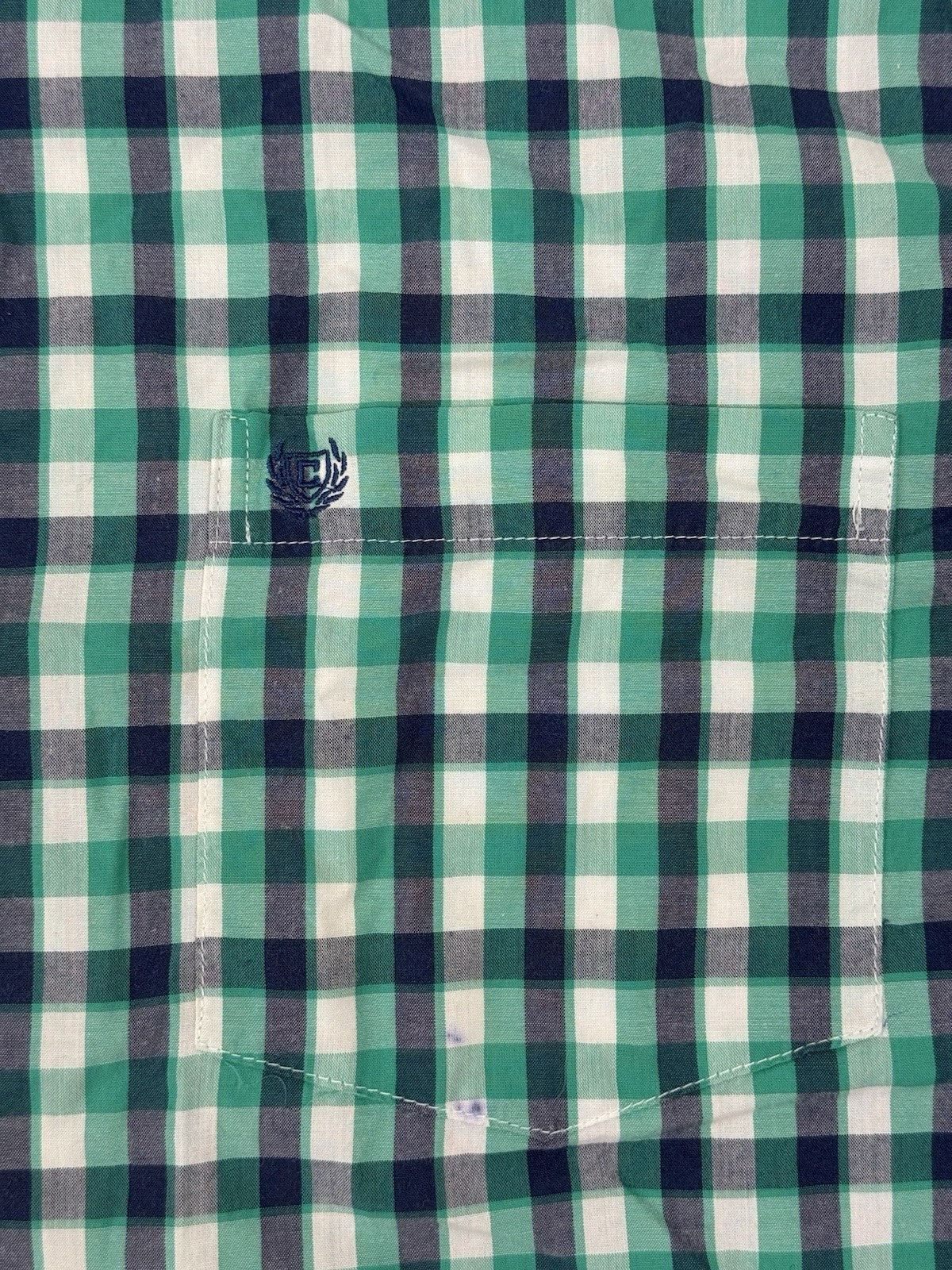 Chaps Green Check Easy Care Short Sleeve Collared Shirt 2XL