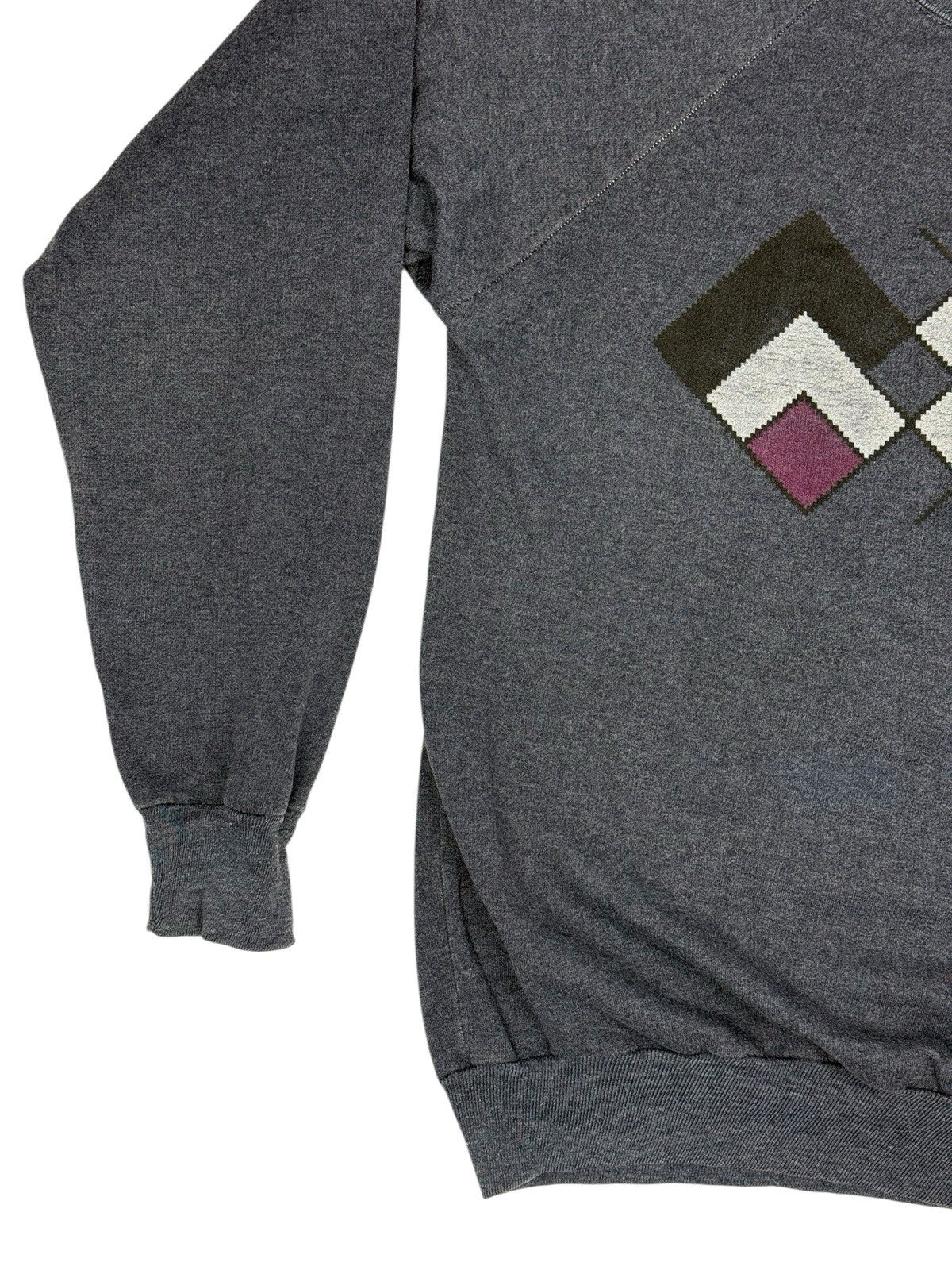 Vintage Moss Creek Trader Grey Argyle Pattern Jumper Medium