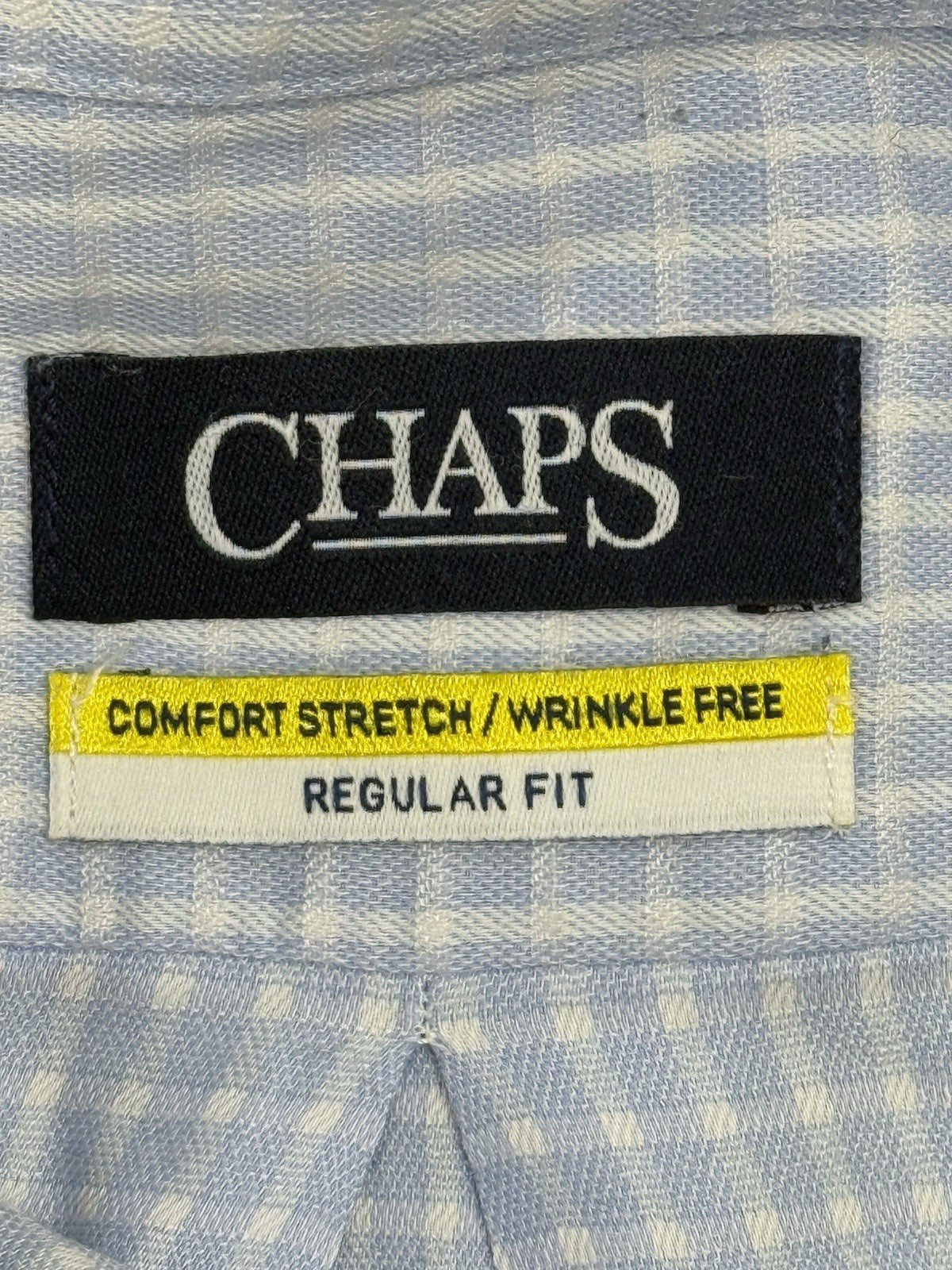 Chaps Blue Check Long Sleeve Collared Shirt Large (16in Collar)