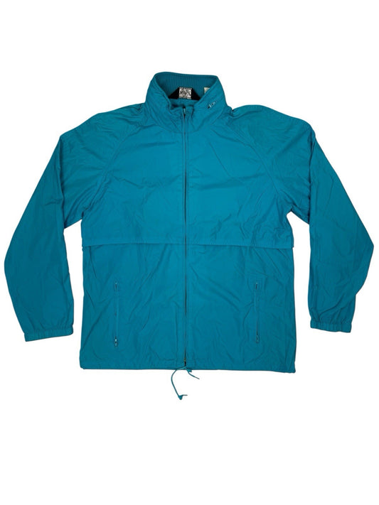 Woolrich Woman Retro Blue Zip Rain Jacket Medium