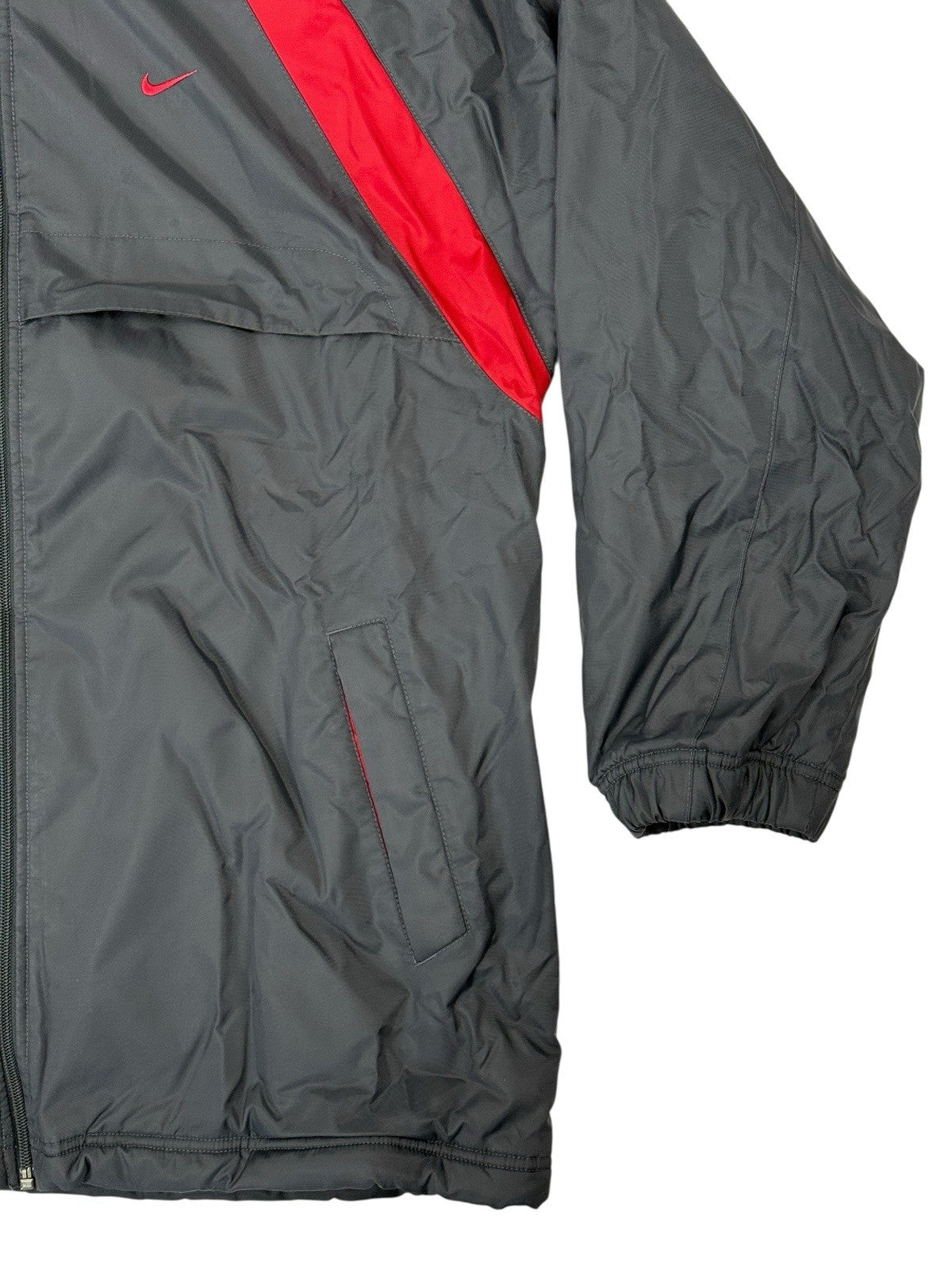 Nike Grey and Red Reversible Heavyweight Fleece Lined Jacket Large
