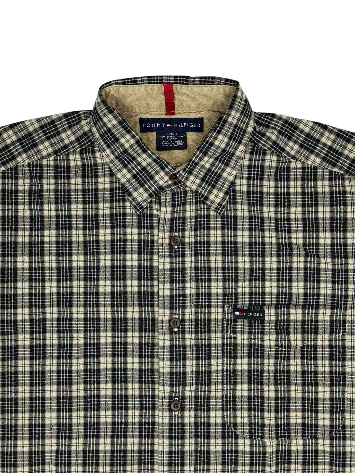 Tommy Hilfiger Retro Beige Plaid Cotton Shirt Medium