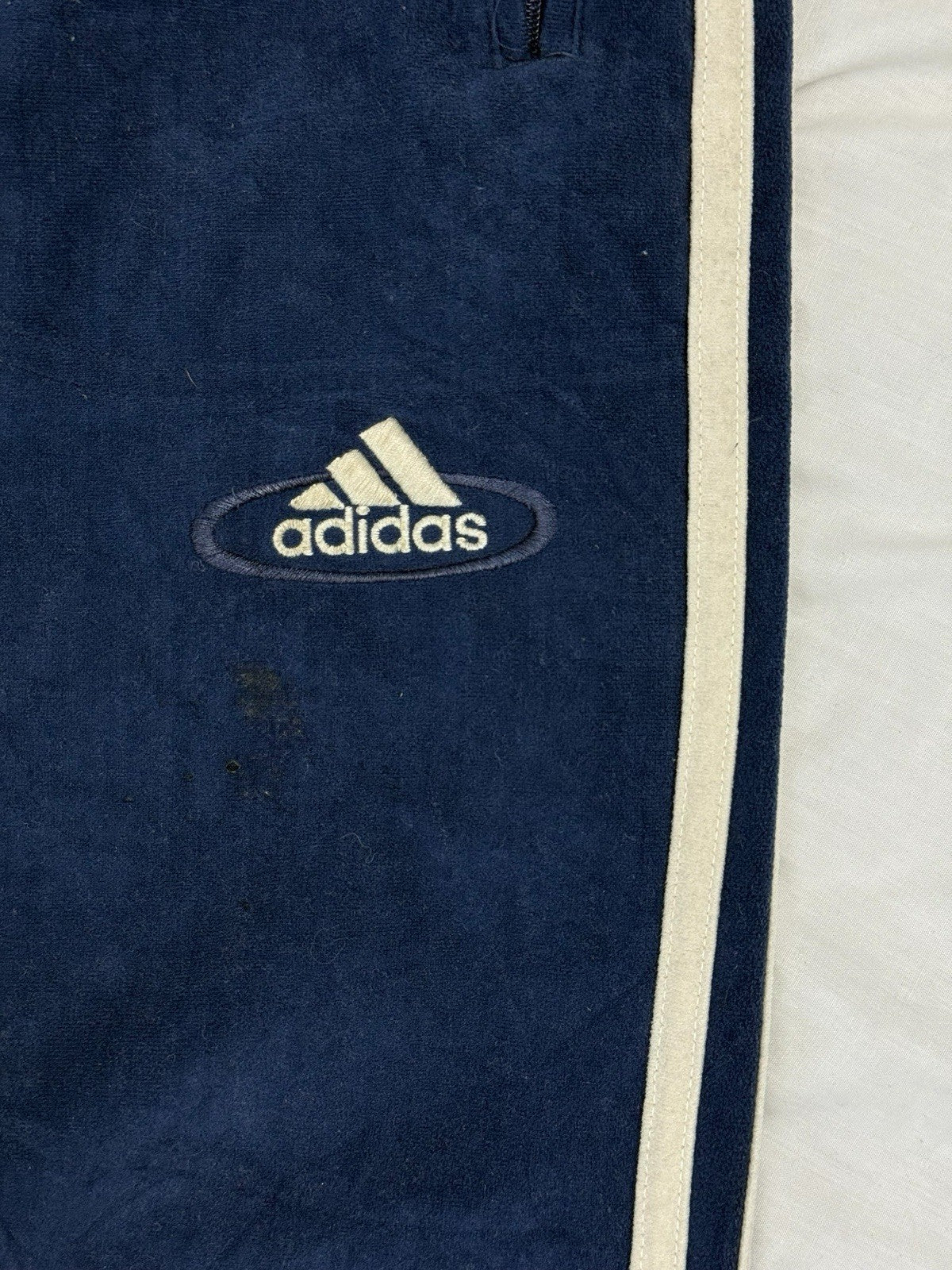Adidas Vintage Blue Velour Tracksuit Bottoms XL 40W
