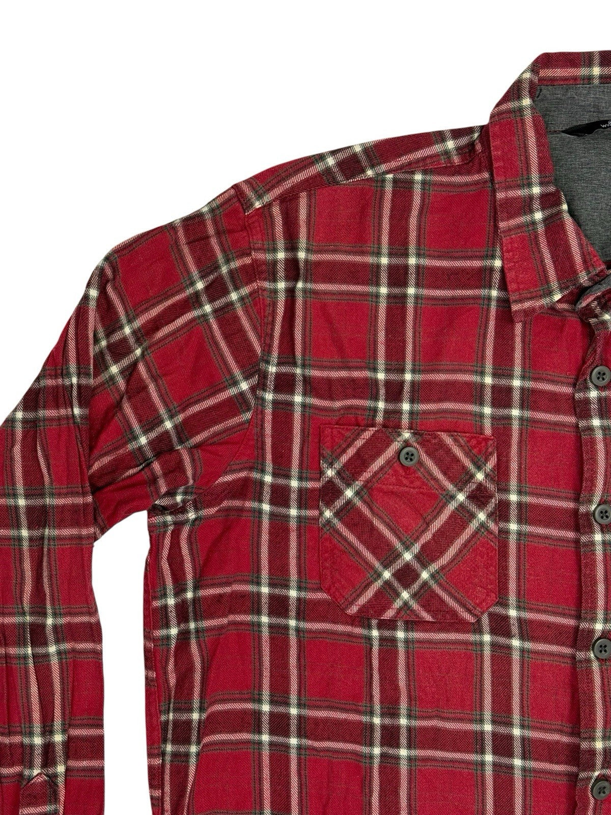 Wrangler Red Plaid Cotton Collared Shirt Large