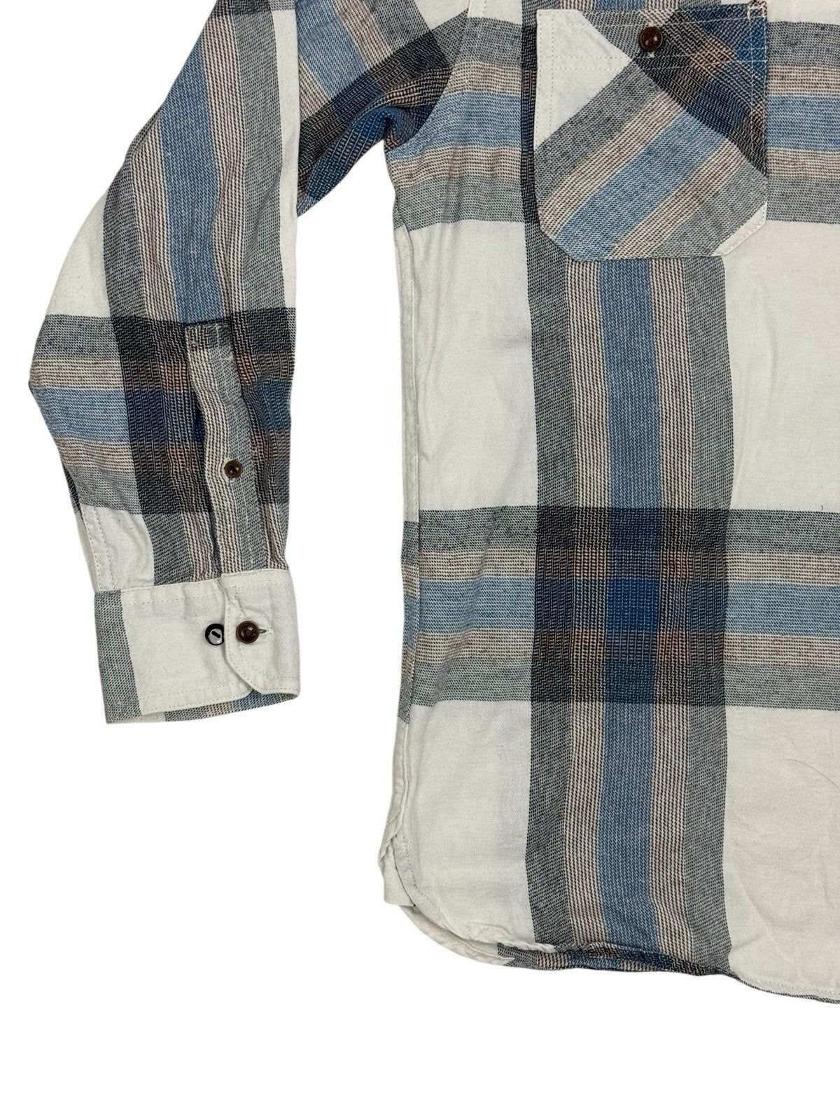 Levi's White Plaid Cotton Collared Shirt Medium
