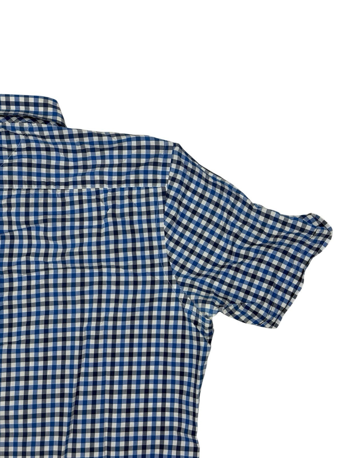 Tommy Hilfiger Blue Check Custom Fit Short Sleeve Shirt Medium