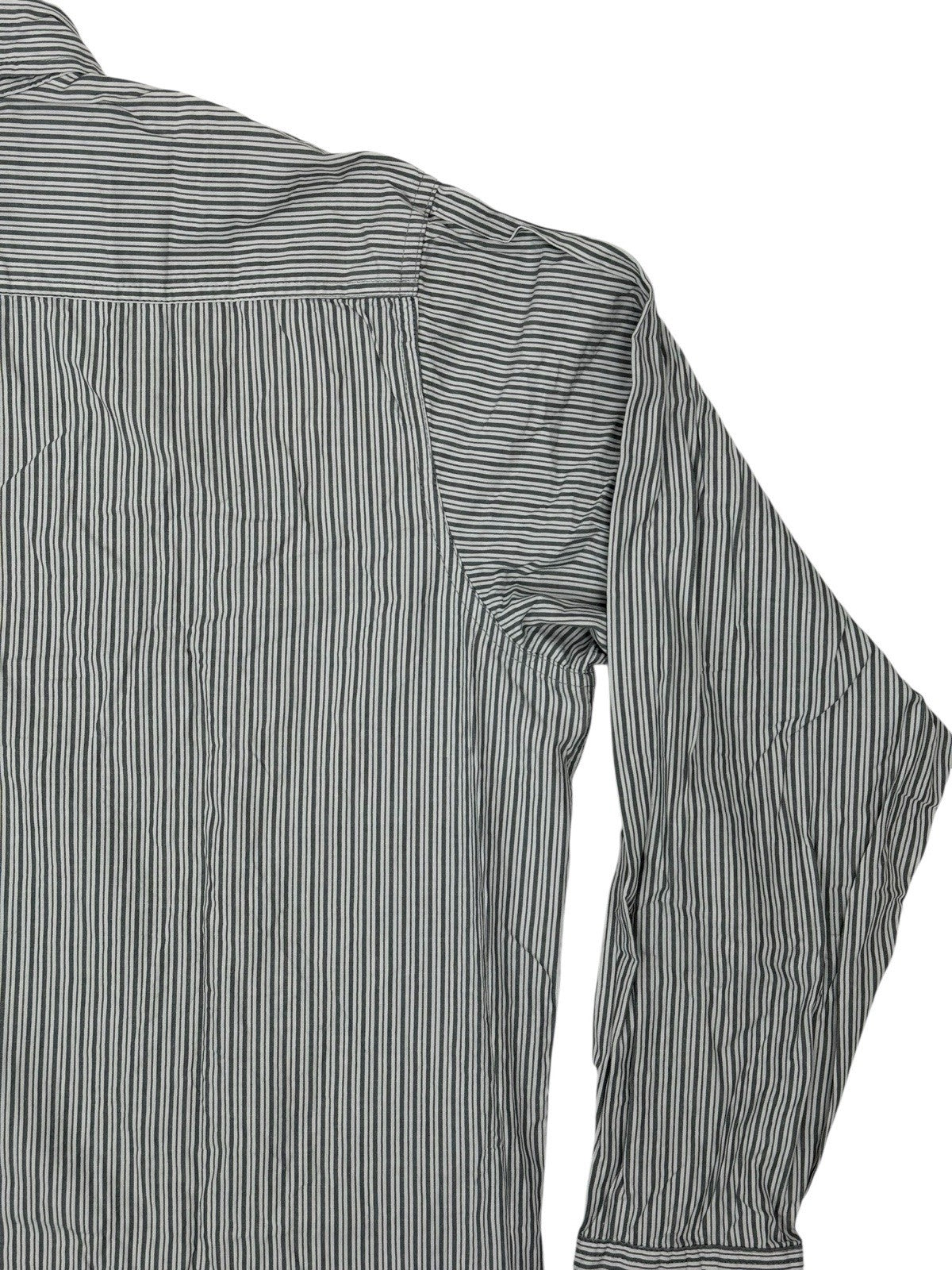 Wrangler Grey Striped Collared Cotton Shirt XL