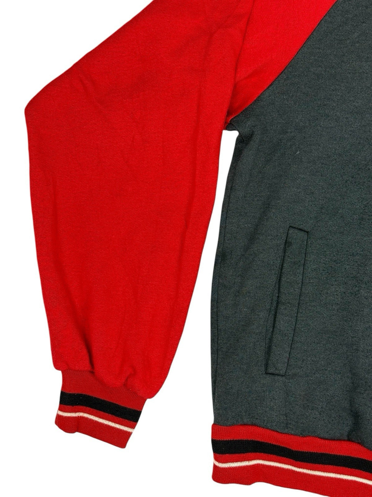 Nike Vintage Grey and Red Zip Bomber Jacket Medium
