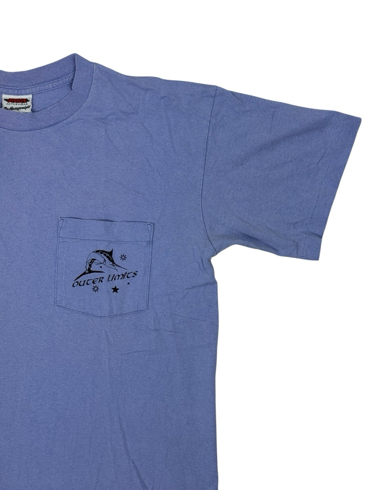 Vintage American Purple Graphic Print Sports Fishing Cotton Top Large