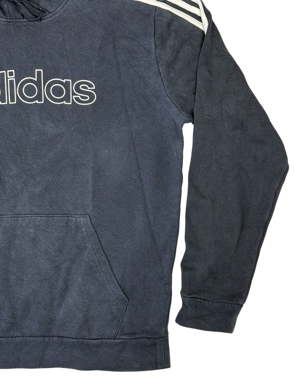 Adidas Blue Spell Out Print Logo Hoodie Medium