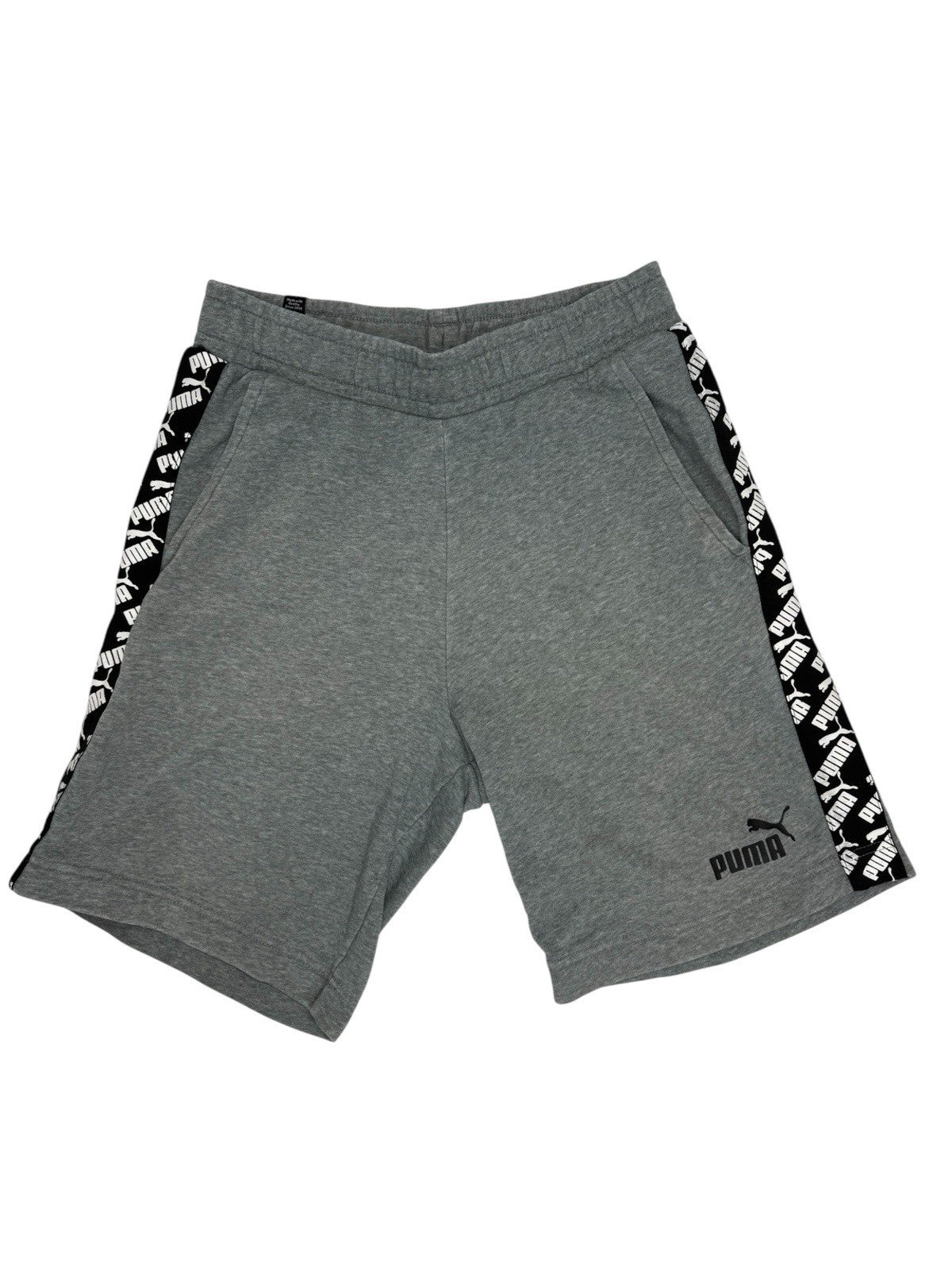 Puma Grey Tape Logo Cotton Blend Shorts Small