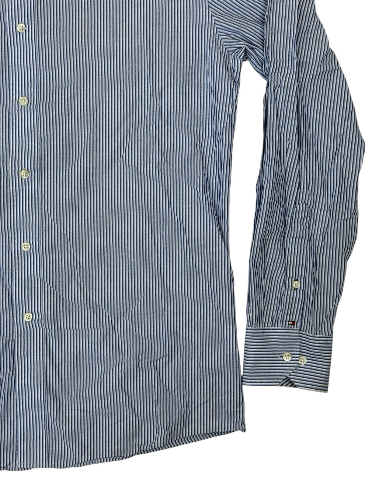 Tommy Hilfiger Blue Striped Collared Shirt Large 16" Collar