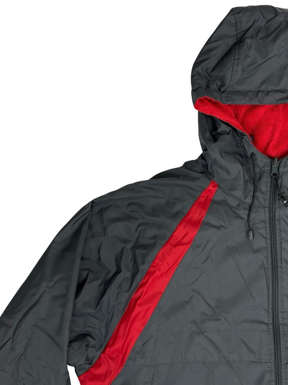 Nike Grey and Red Reversible Heavyweight Fleece Lined Jacket Large