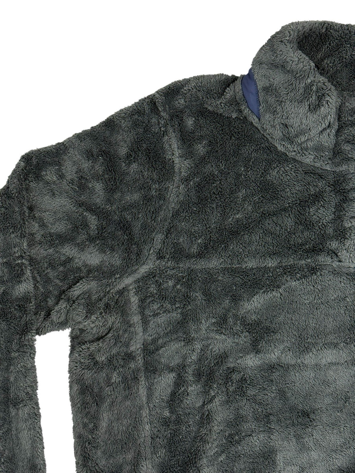 LL Bean Grey Hi-Pile Fleece Snap Jumper Medium