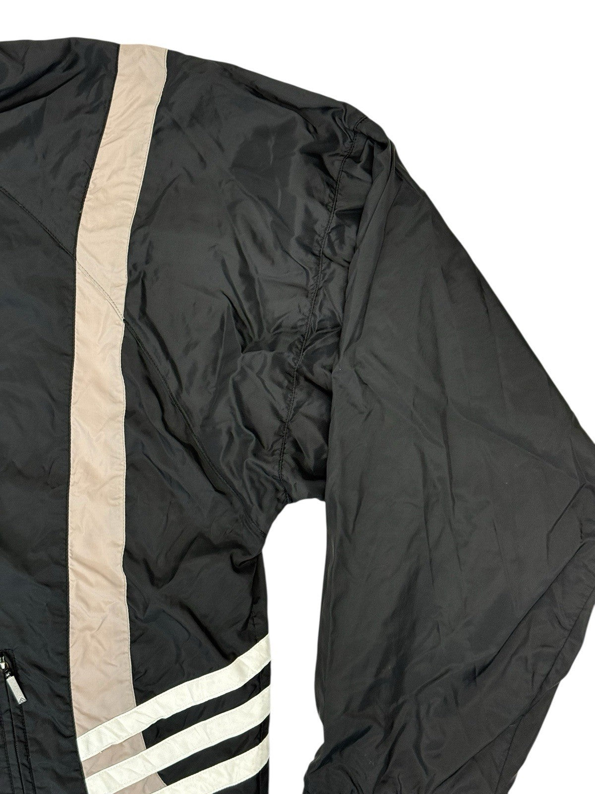 Adidas Vintage Black Nylon Zip Track Jacket Medium