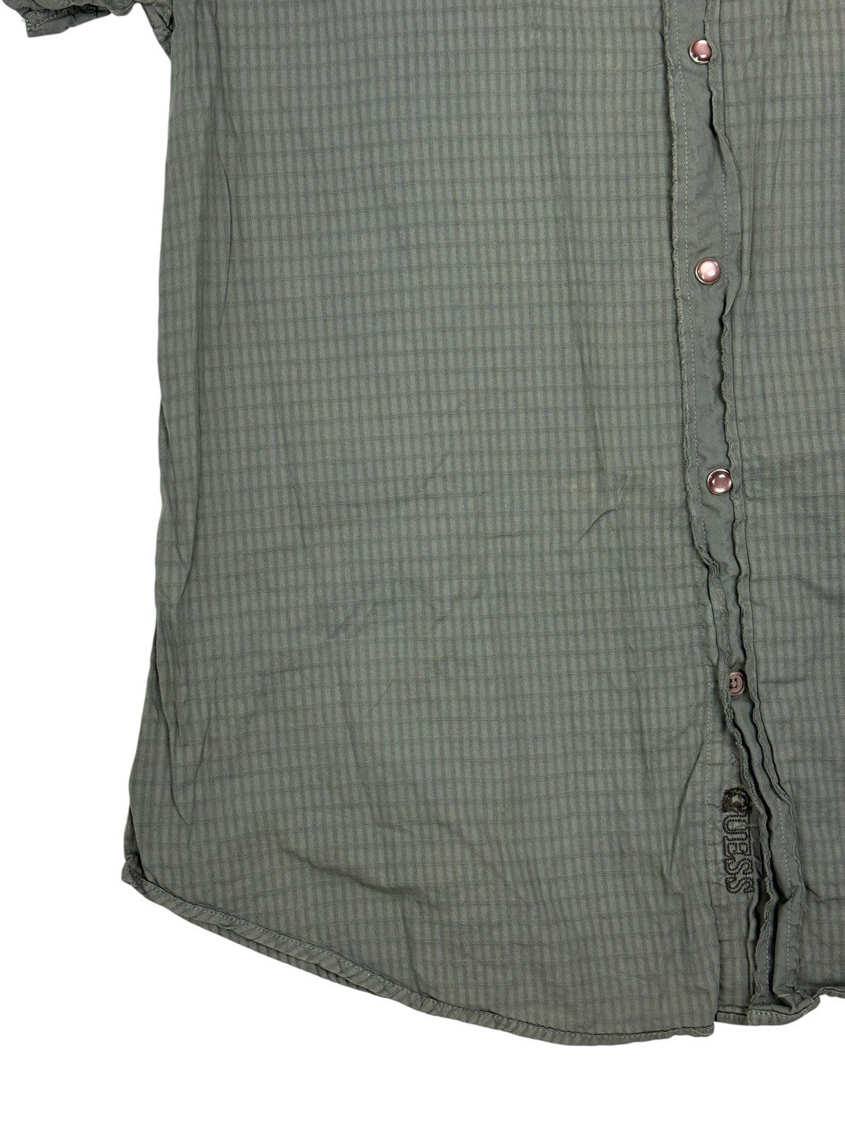 GUESS Green Embroidered One World Collared Shirt Large